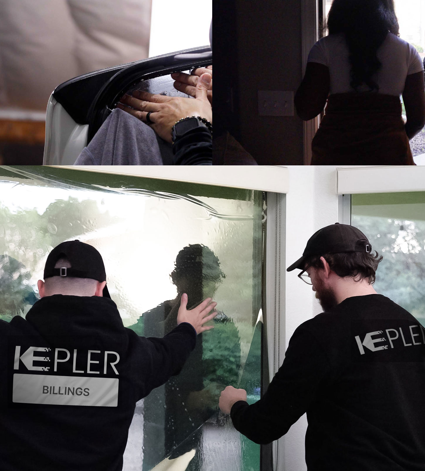 Kepler Technician Applying High-tech Window Tint to Home in Billings