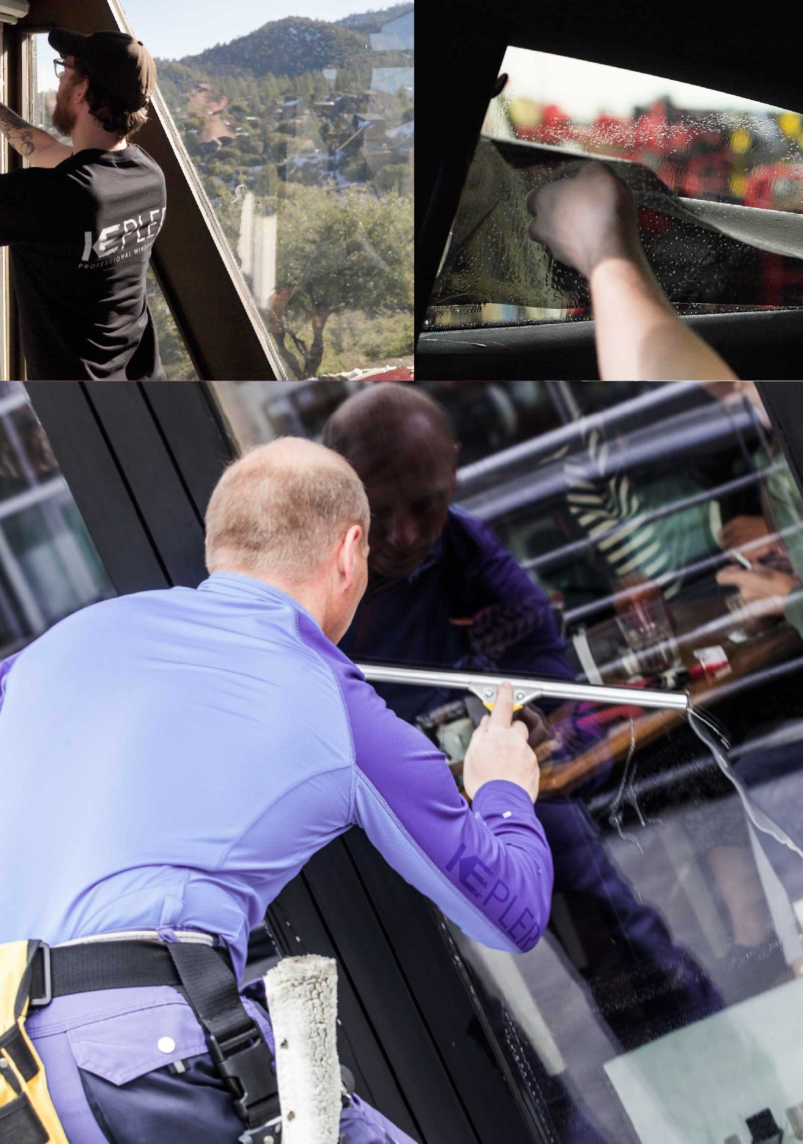 Kepler Expert Applying Anti-Graffiti Window Film to a Indianola Shop Front