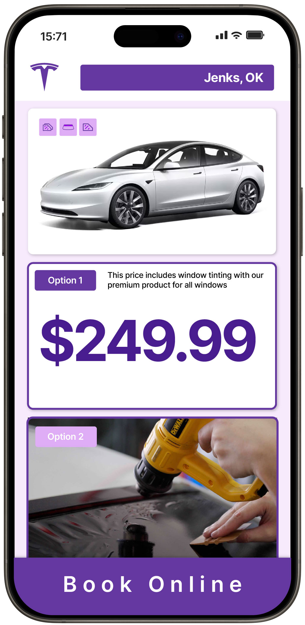 View Affordable Tesla Window Tinting Costs in Jenks, Oklahoma