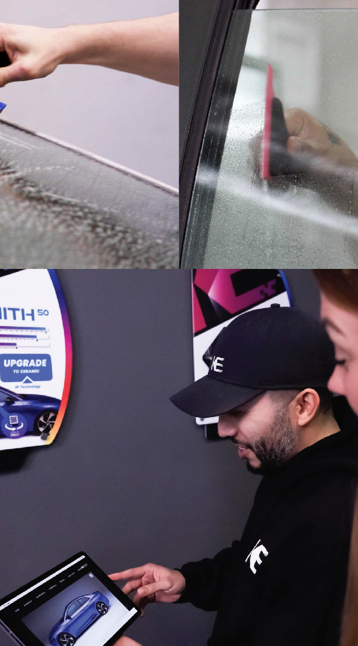 Kepler Dealer Showing Car Window Film Options to Customer in La Habra, California