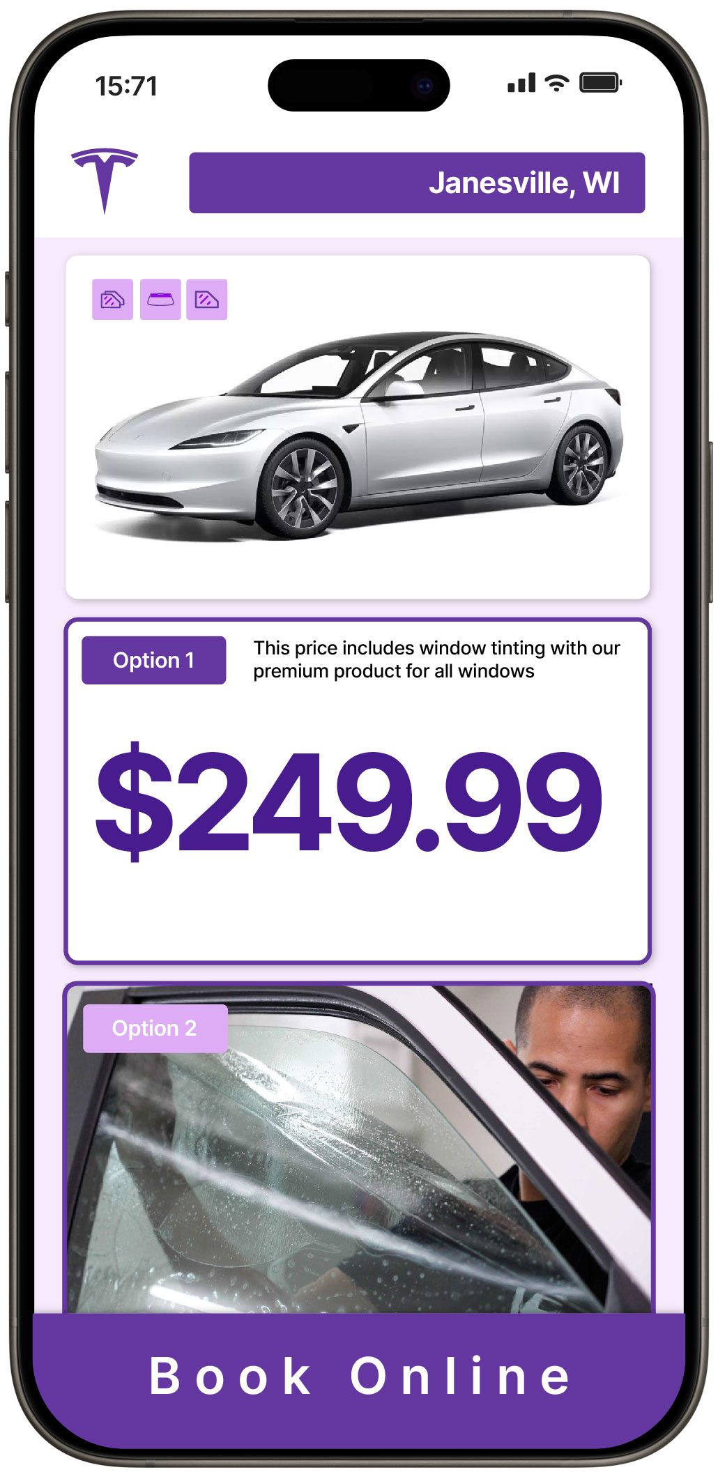 View Reasonable Tesla Window Tinting Prices in Janesville, Wisconsin