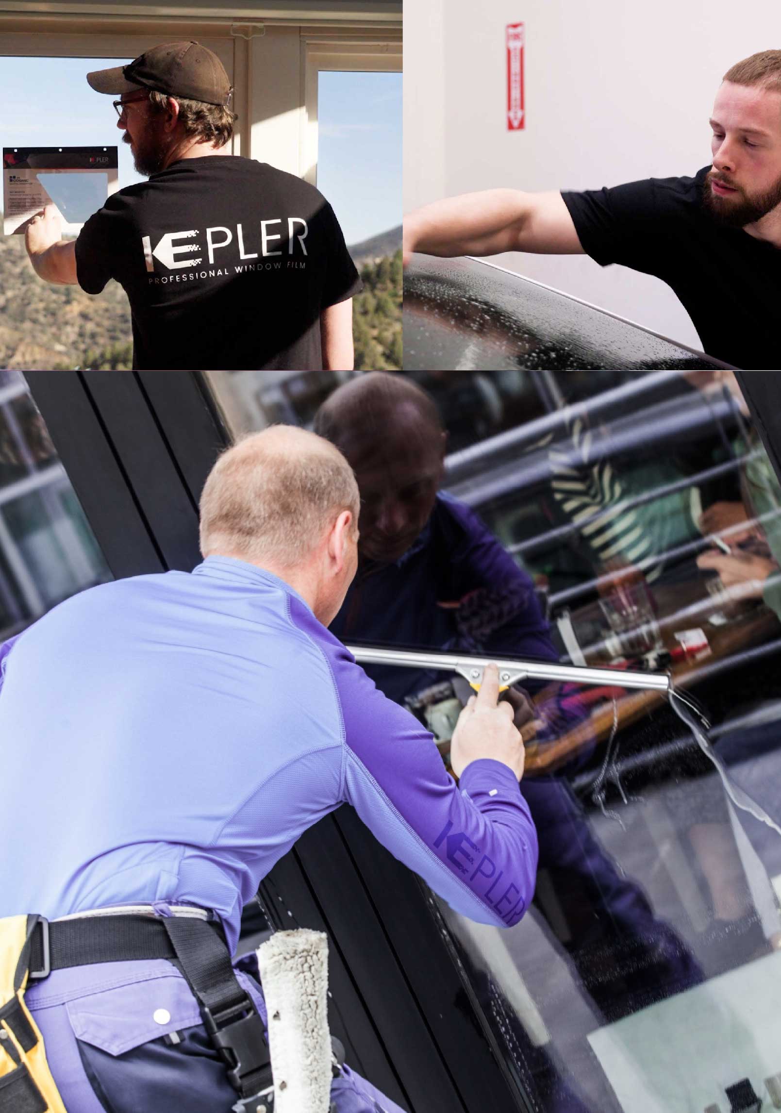 Kepler Skilled Applying Anti-Graffiti Window Film to a Roselle Shop Front