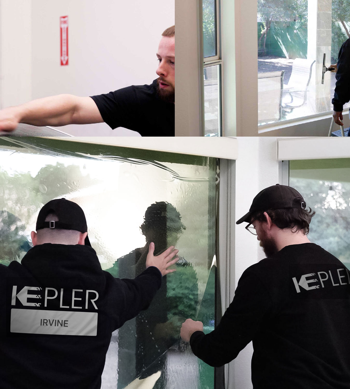 Expert Technician Installing Advanced Window Tint to Home in Irvine