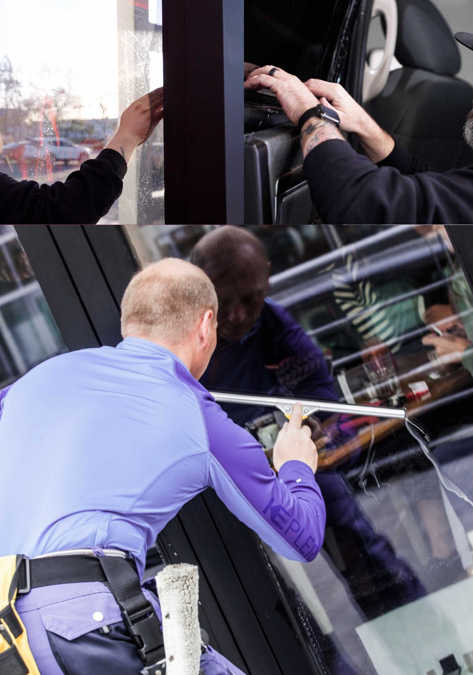 Kepler Skilled Applying Anti-Graffiti Window Film to a Pasadena Shop Front