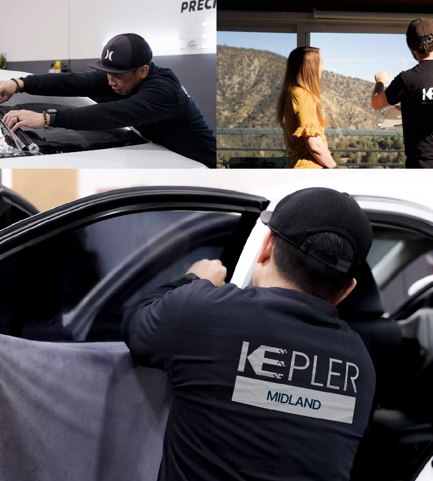 Automotive Window Tinting Expert Applying Film in Midland, Texas