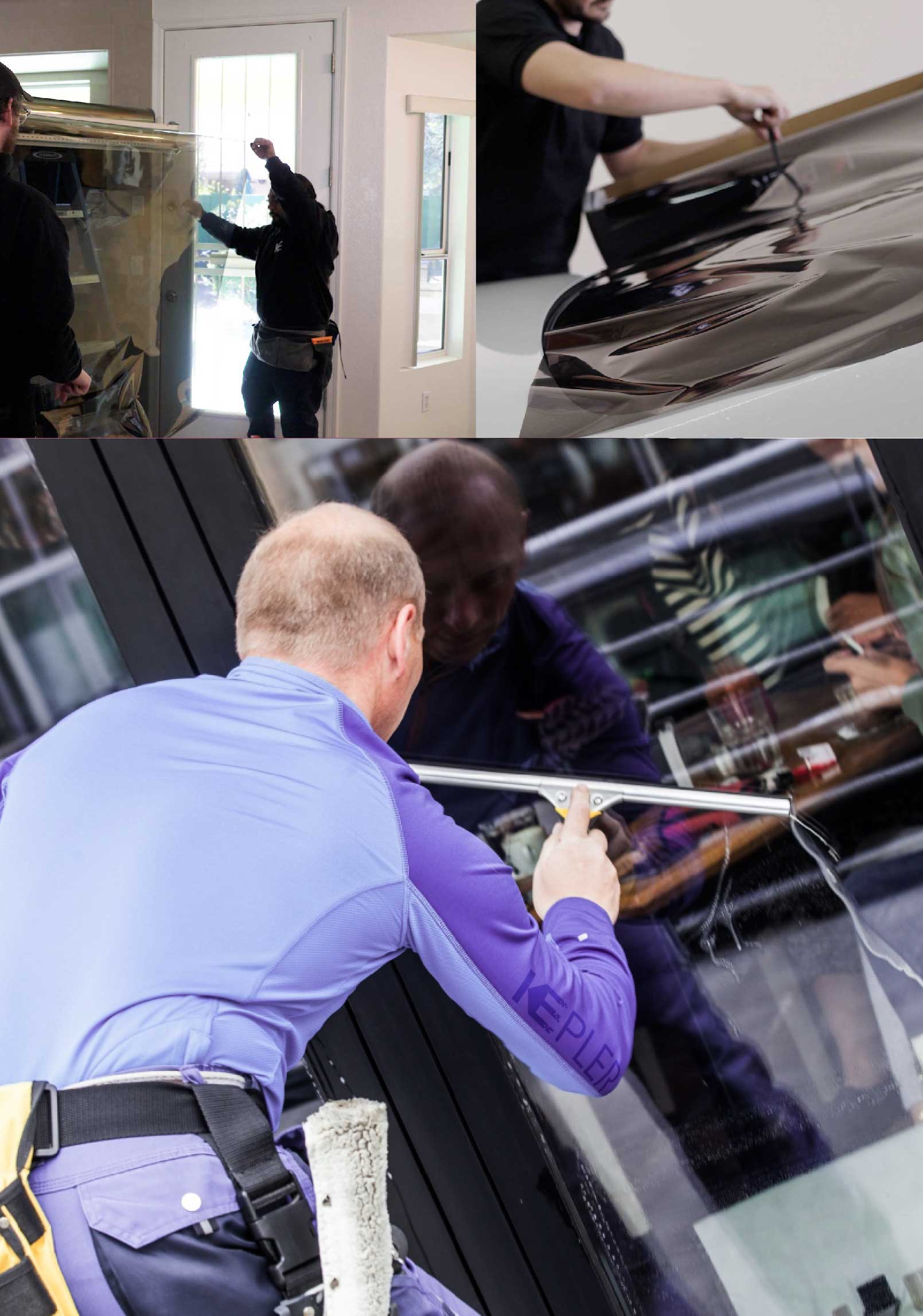 Kepler Skilled Applying Anti-Graffiti Window Film to a Narragansett Shop Front