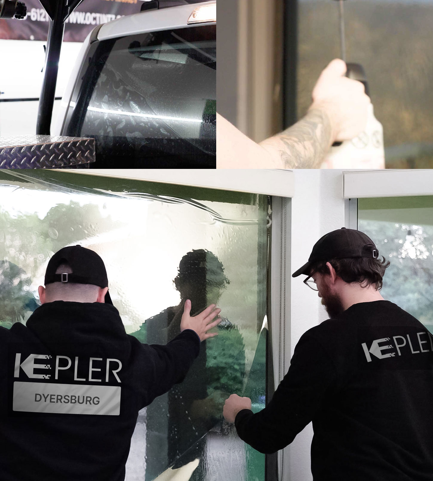 Expert Technician Applying High-tech Window Tint to Home in Dyersburg