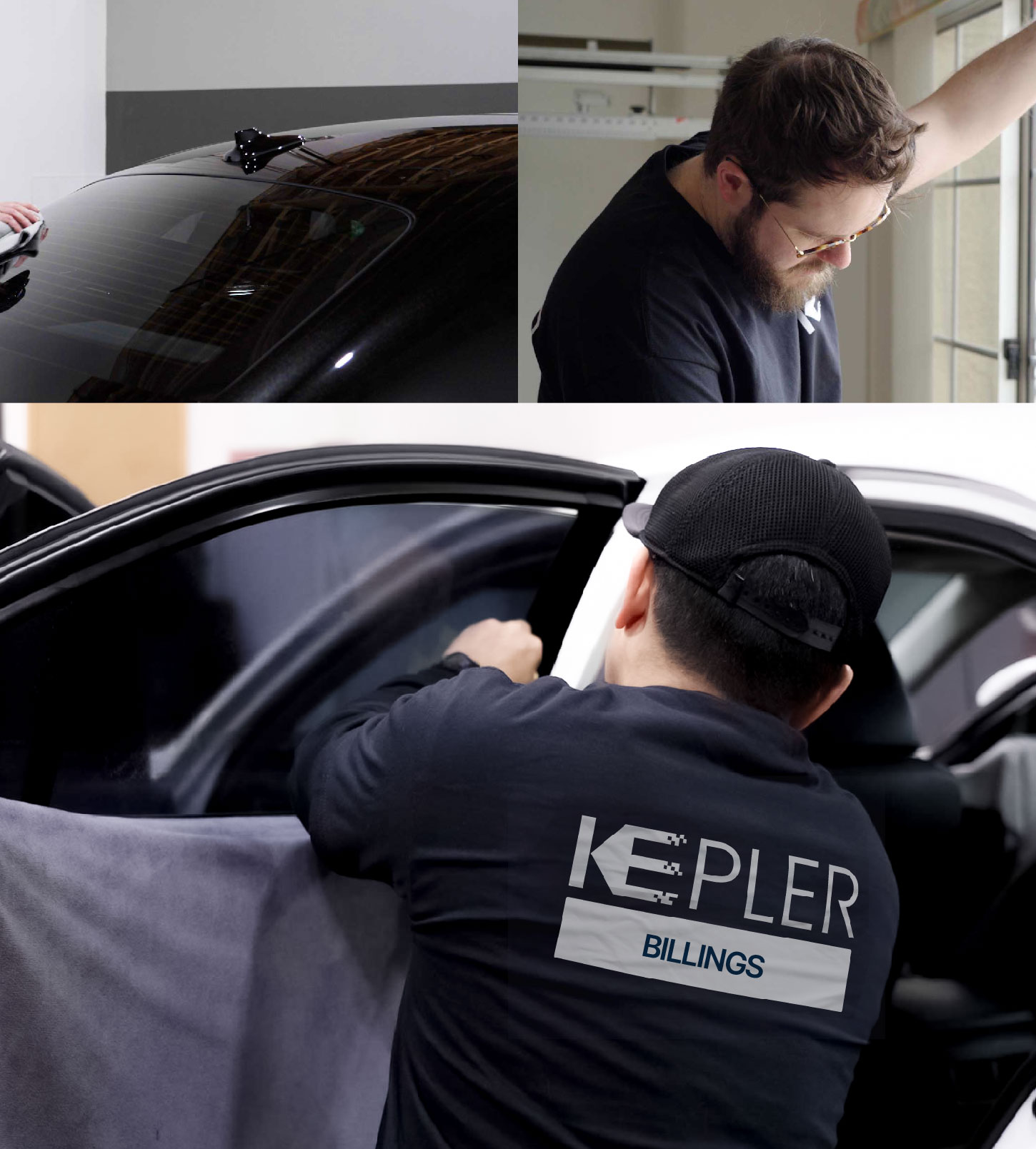 Automotive Window Tinting Expert Applying Film in Billings, Montana