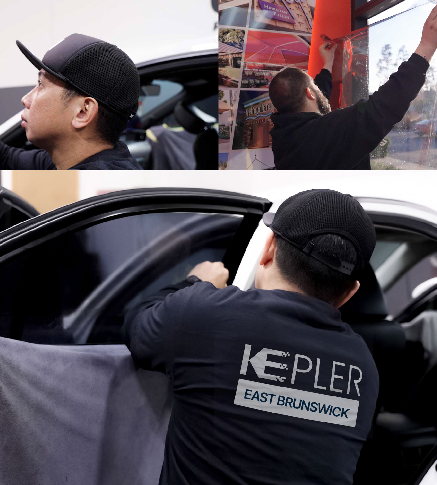 Automotive Window Tinting Expert Applying Film in East Brunswick, New Jersey