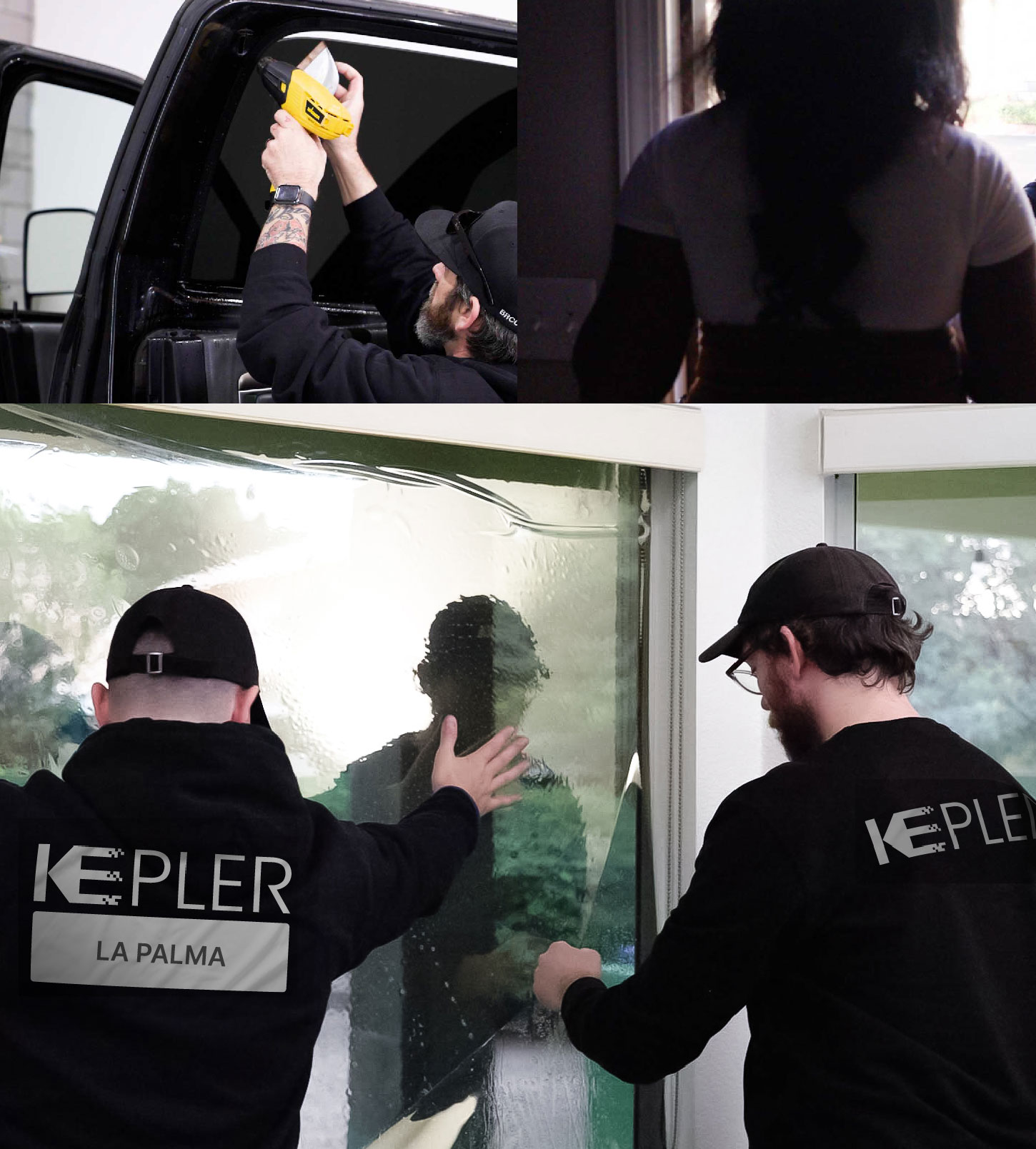 Expert Technician Fitting Advanced Window Tint to Home in La Palma