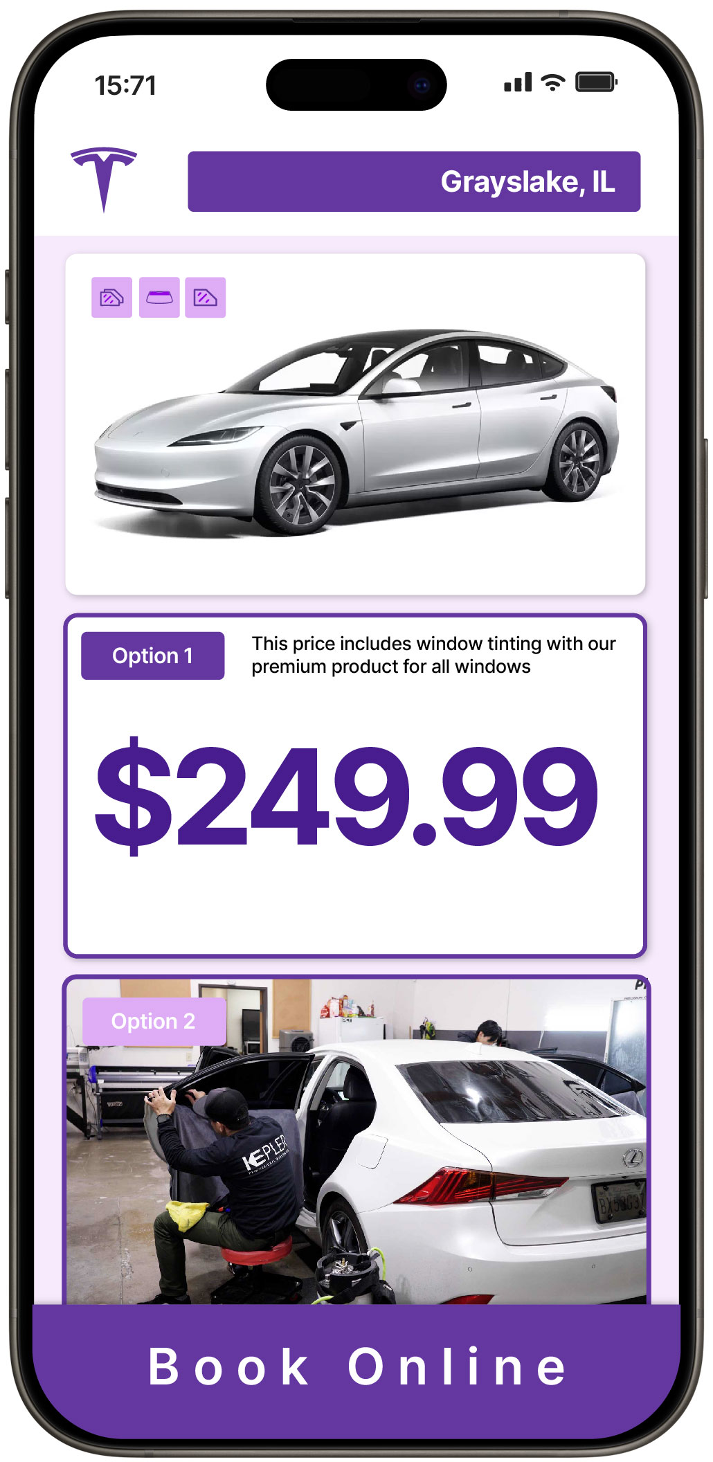 View Reasonable Tesla Window Tinting Prices in Grayslake, Illinois