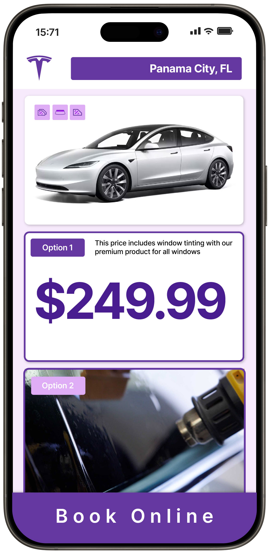 View Reasonable Tesla Window Tinting Rates in Panama City, Florida