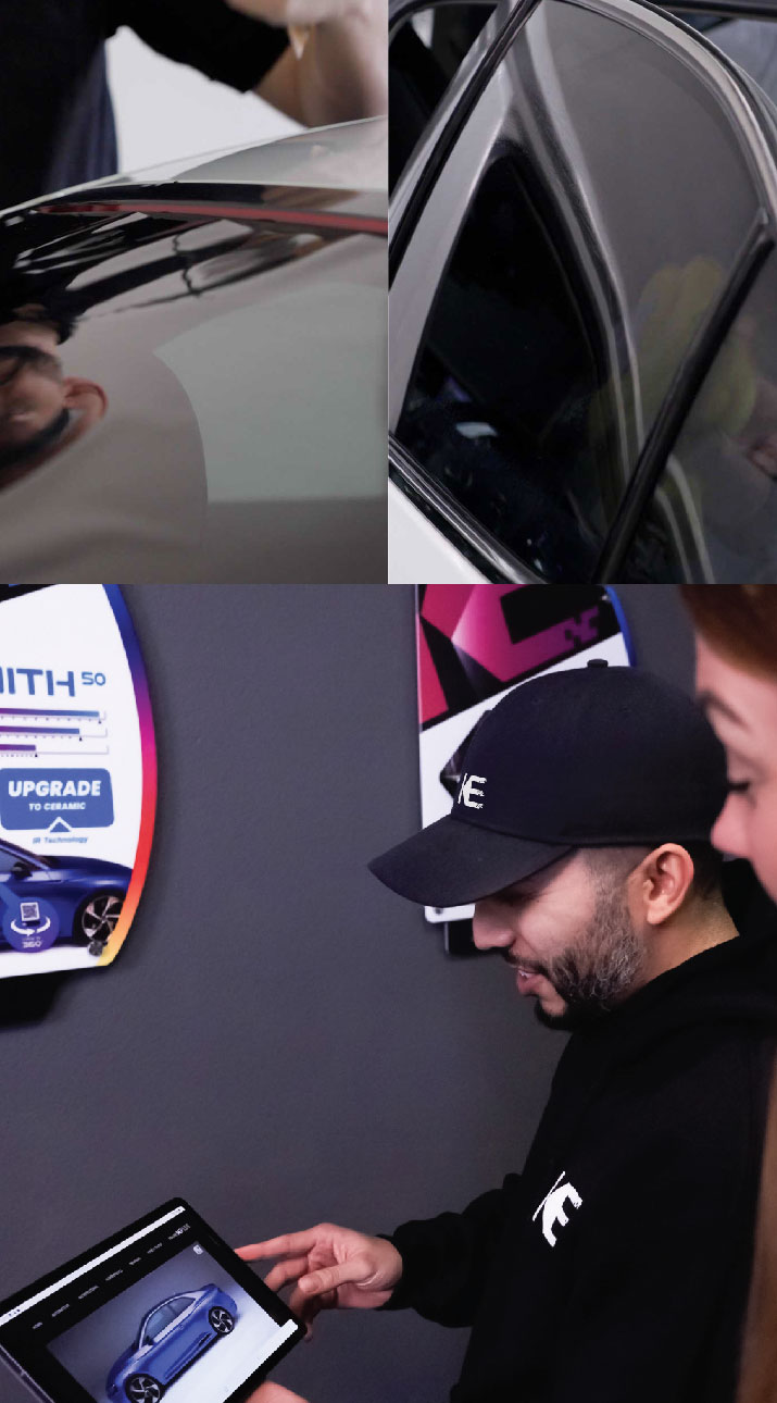 Kepler Dealer Showing Car Window Film Options to Customer in Chapel Hill, North Carolina
