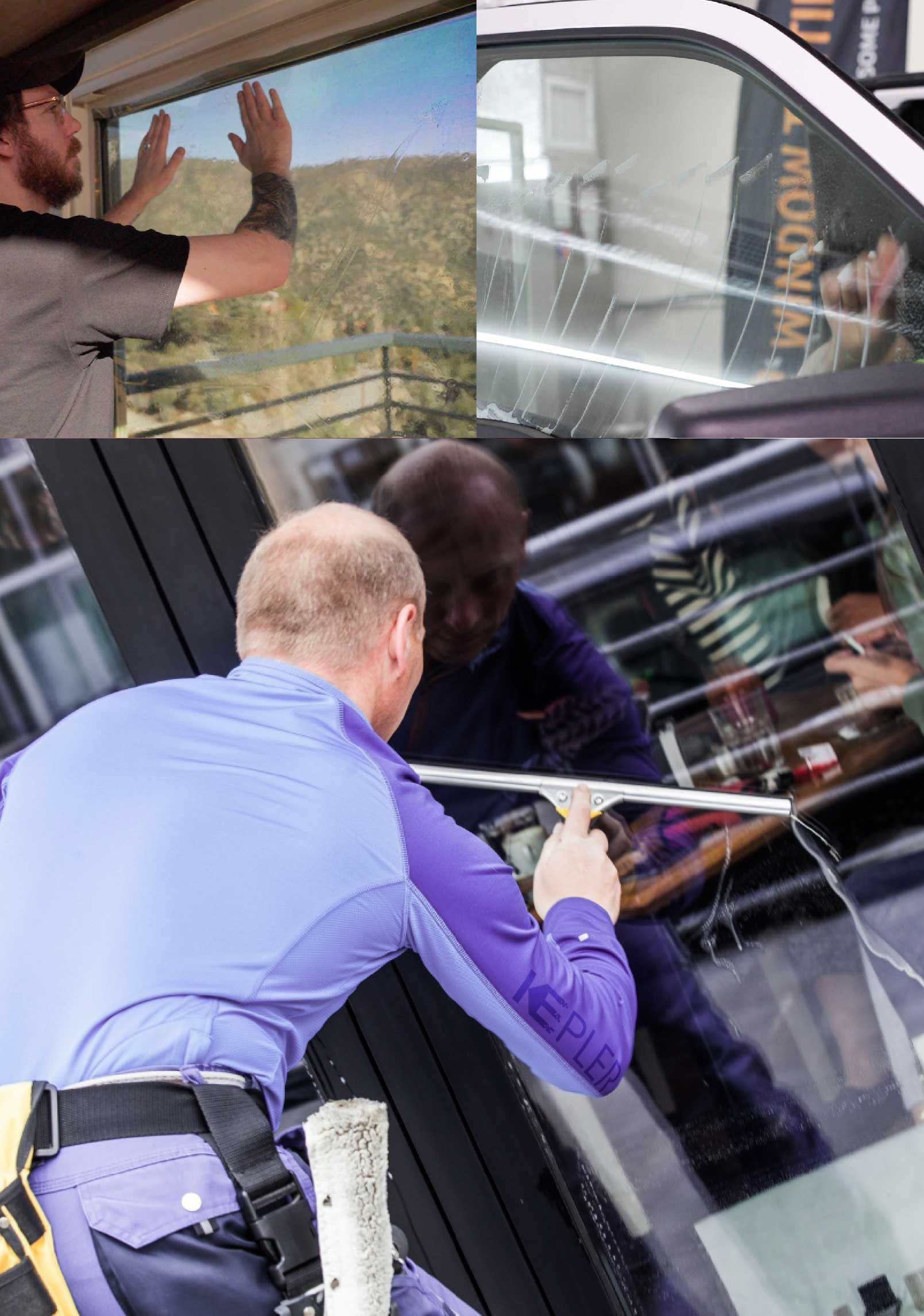 Kepler Skilled Applying Anti-Graffiti Window Film to a Bellflower Shop Front