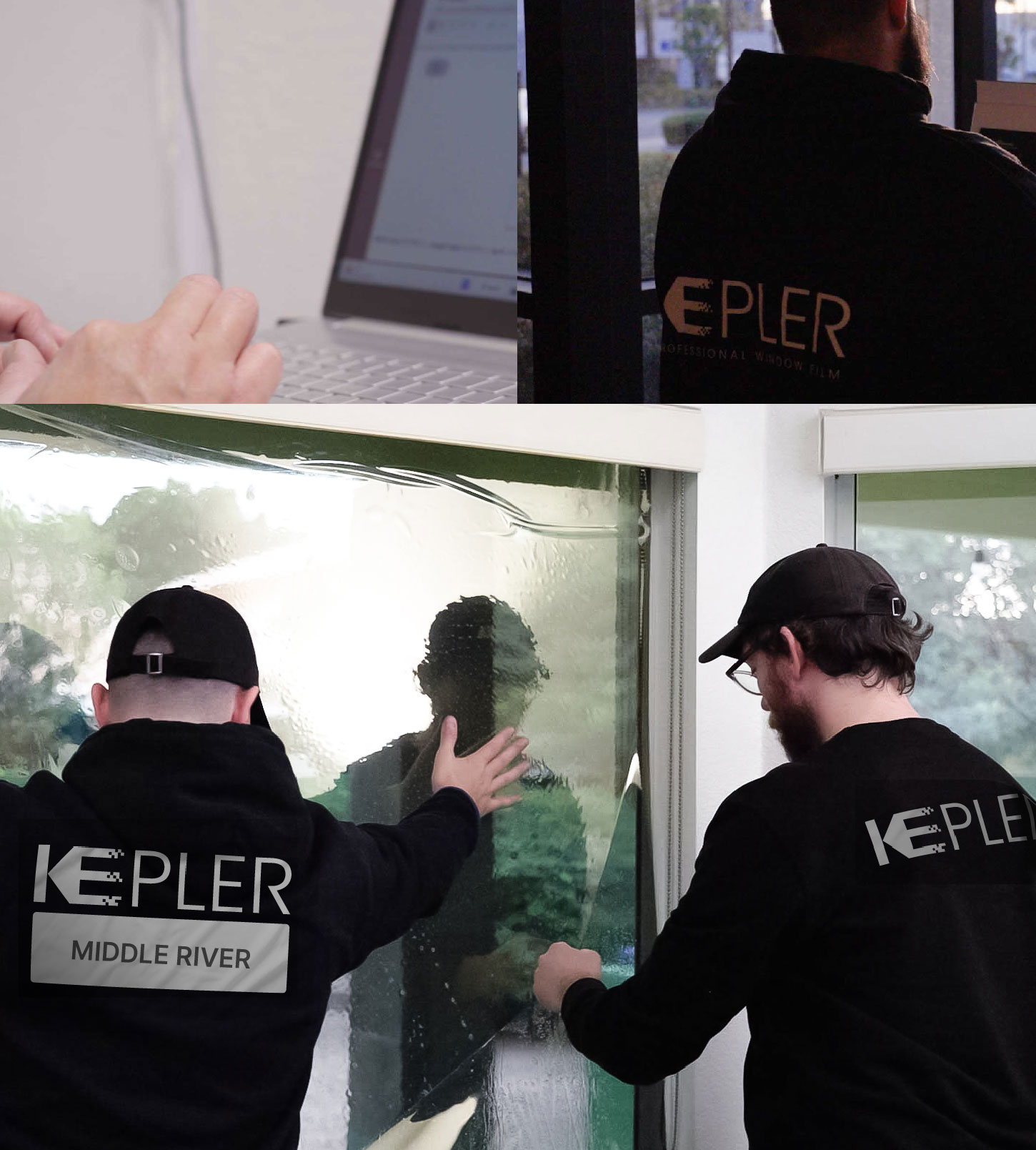 Kepler Technician Fitting High-tech Window Tint to Home in Middle River
