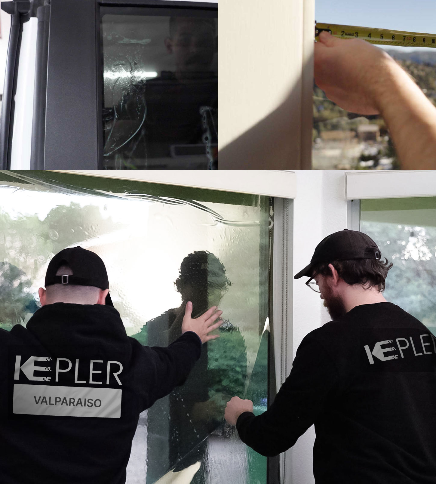 Kepler Technician Installing Ceramic Window Tint to Home in Valparaiso
