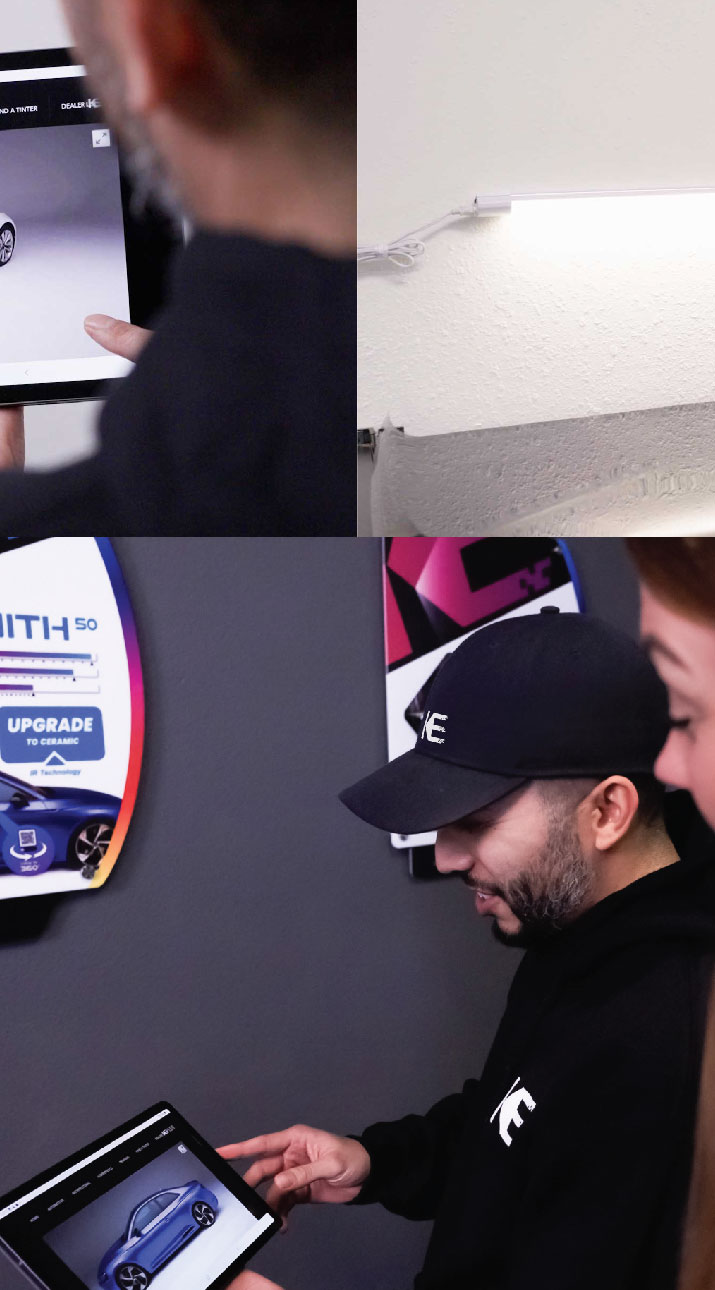 Kepler Dealer Showing Car Window Film Options to Customer in Temple City, California