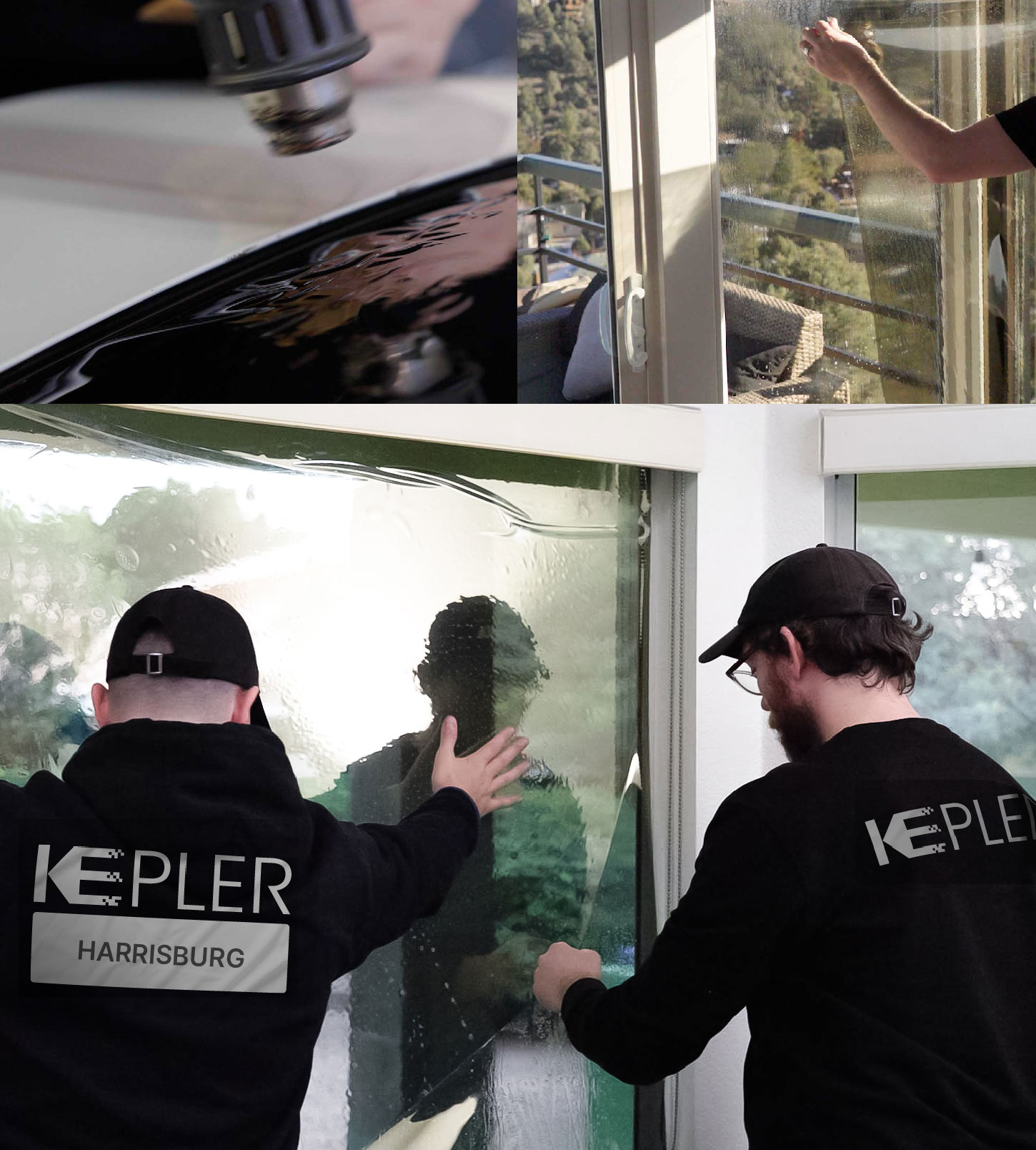 Kepler Technician Applying High-tech Window Tint to Home in Harrisburg