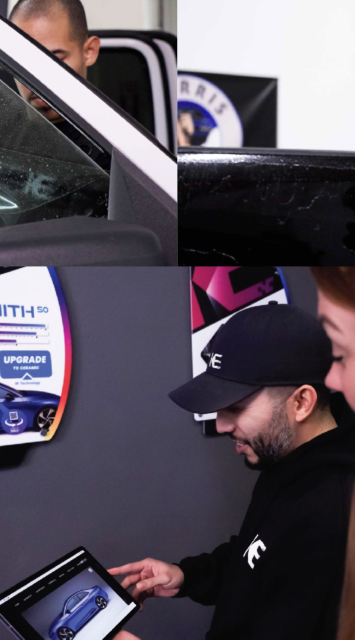 Kepler Dealer Showing Car Window Film Options to Customer in Covington, Kentucky