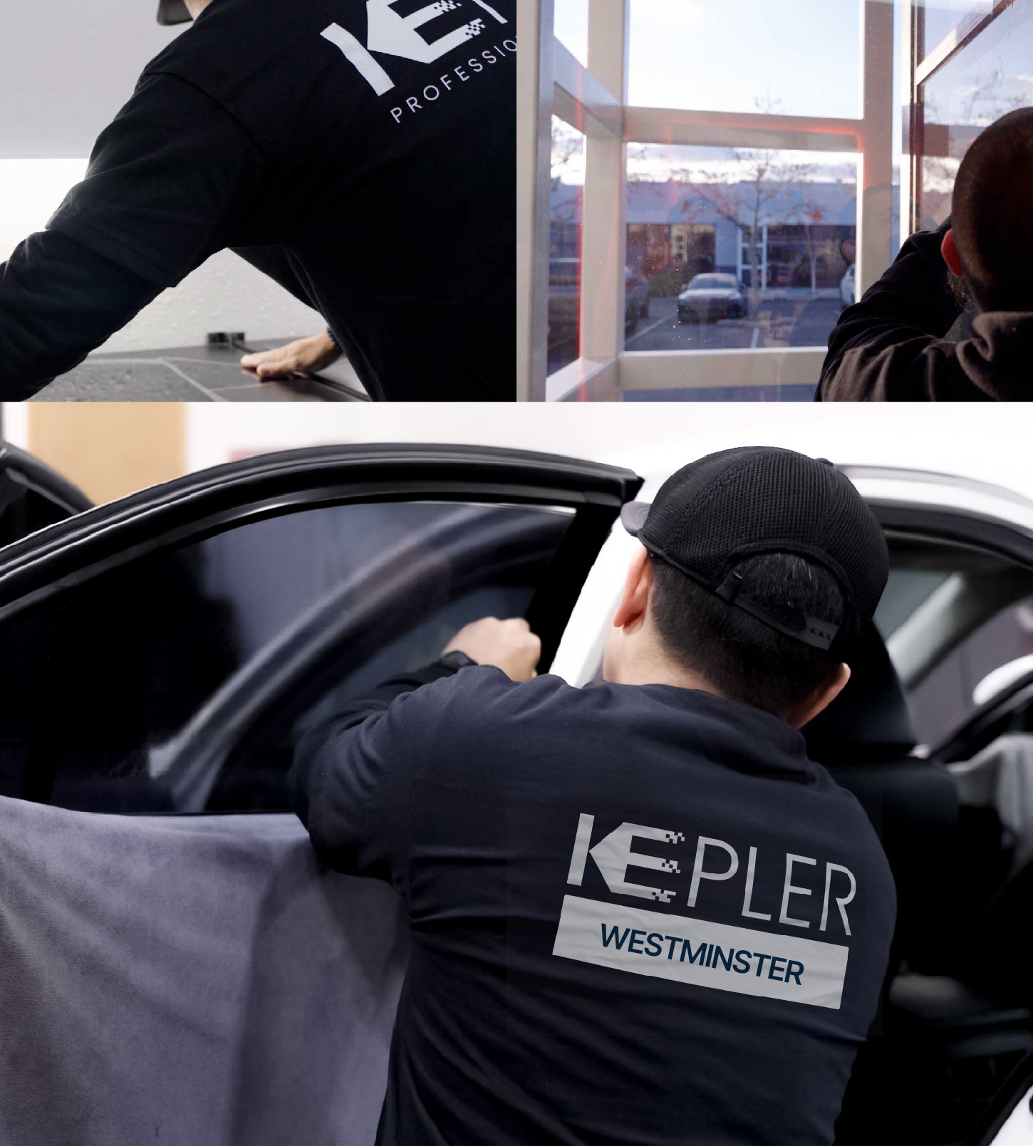 Automotive Window Tinting Expert Applying Film in Westminster, Maryland