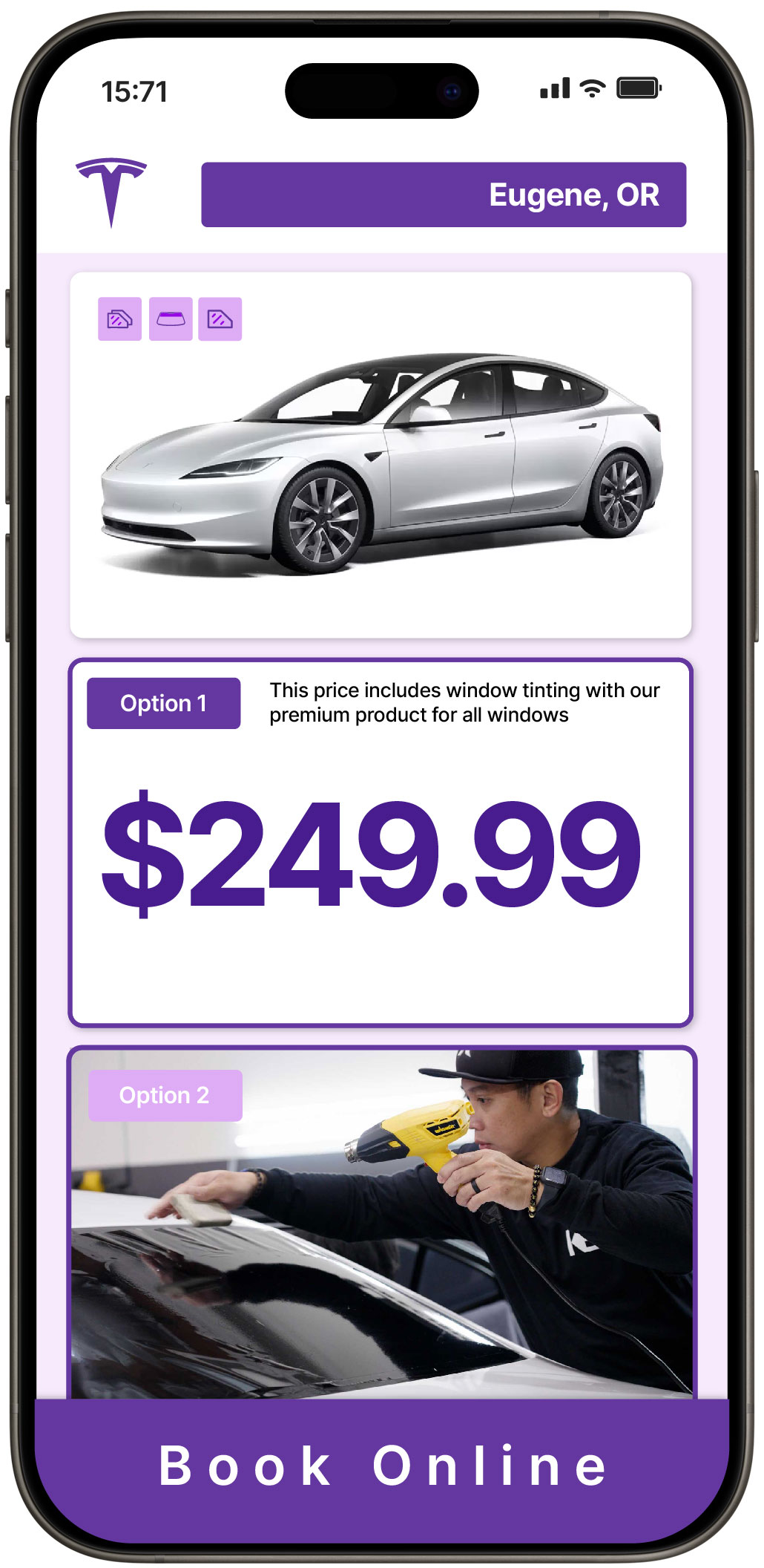 View Reasonable Tesla Window Tinting Prices in Eugene, Oregon