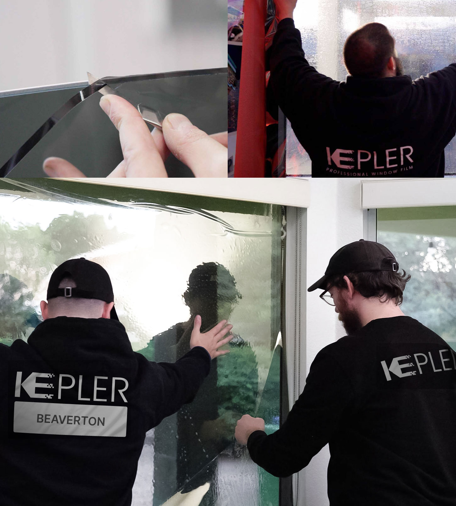 Kepler Technician Installing Advanced Window Tint to Home in Beaverton