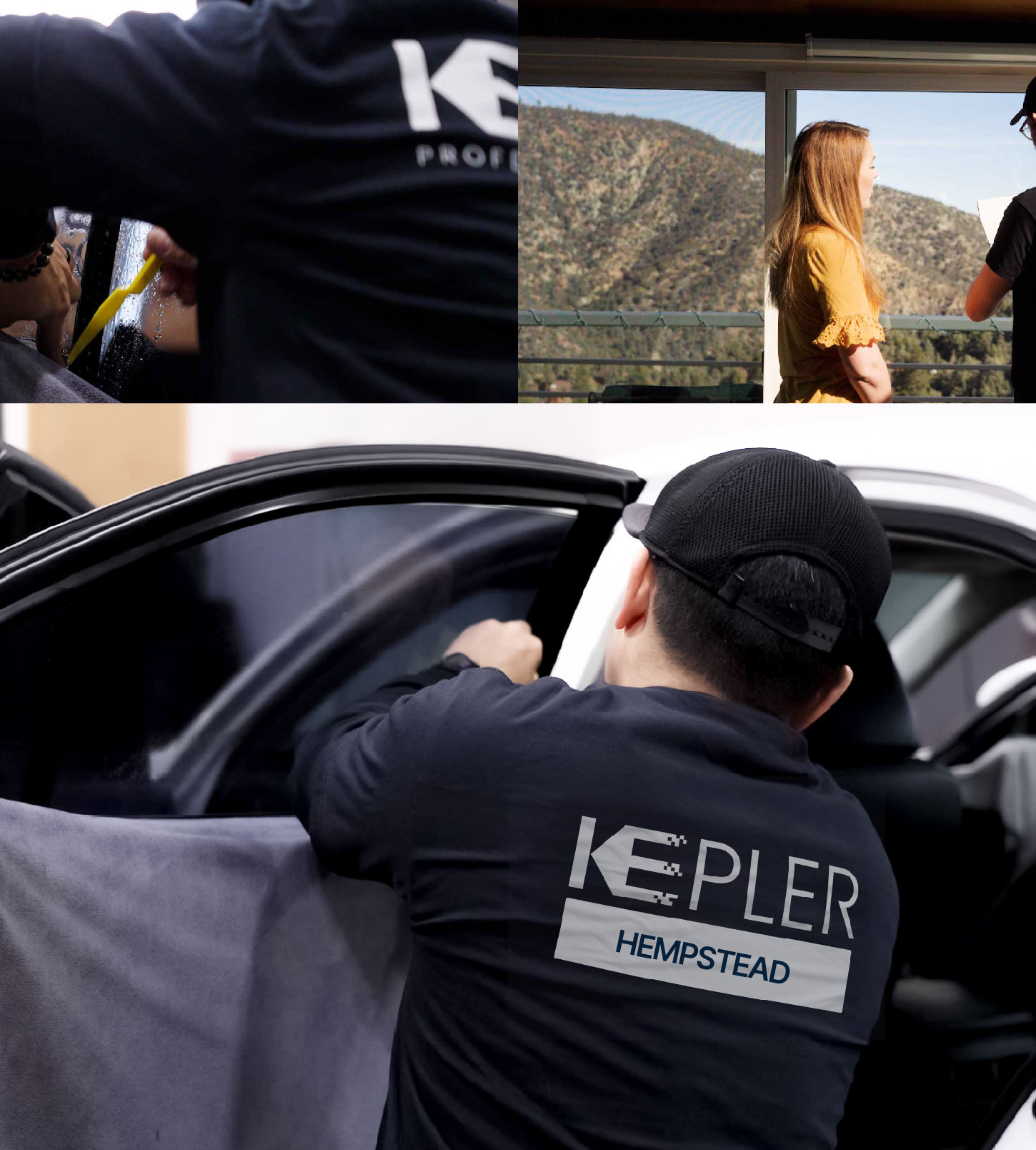 Automotive Window Tinting Expert Applying Film in Hempstead, New York