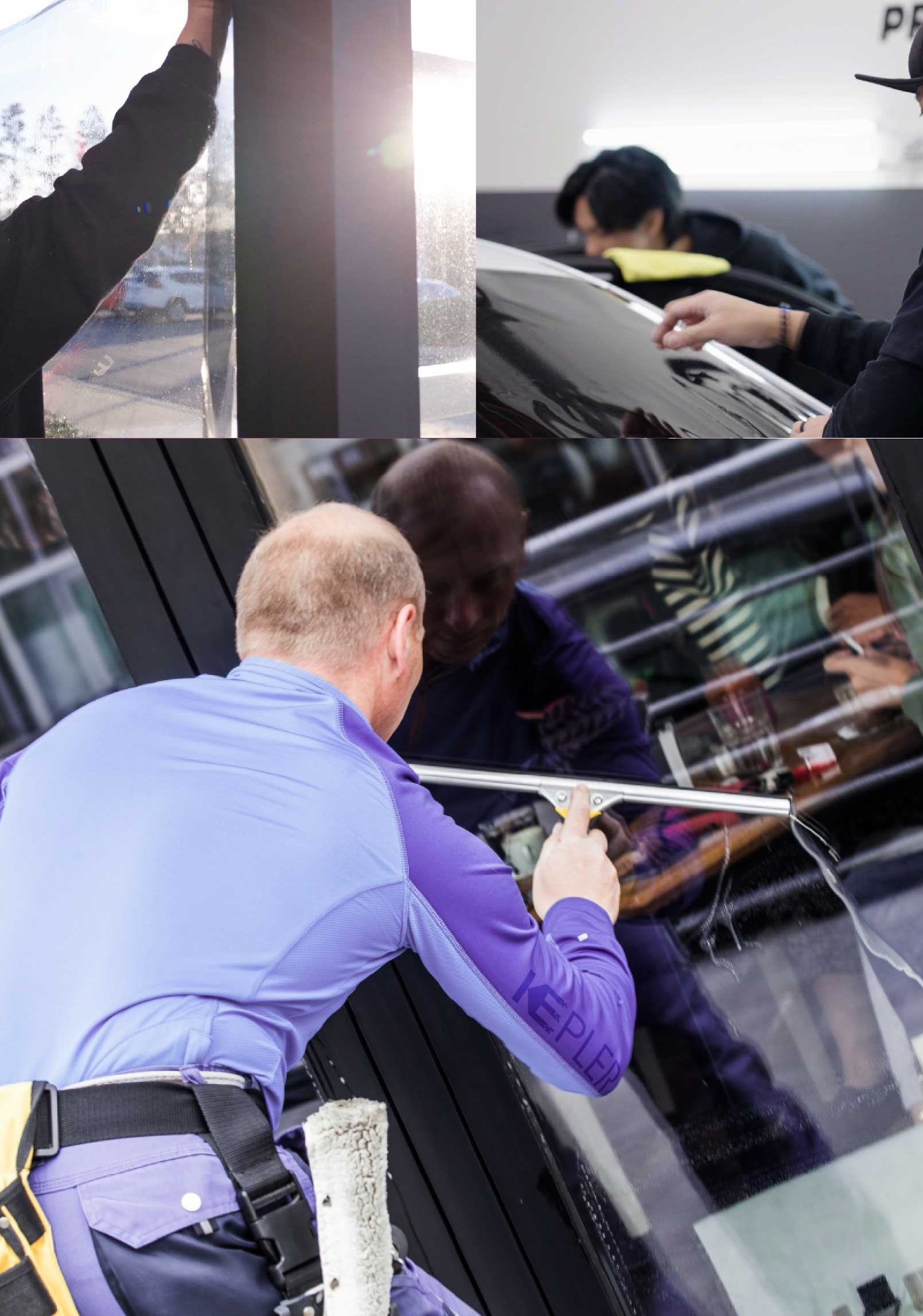 Kepler Expert Applying Anti-Graffiti Window Film to a Austin Shop Front