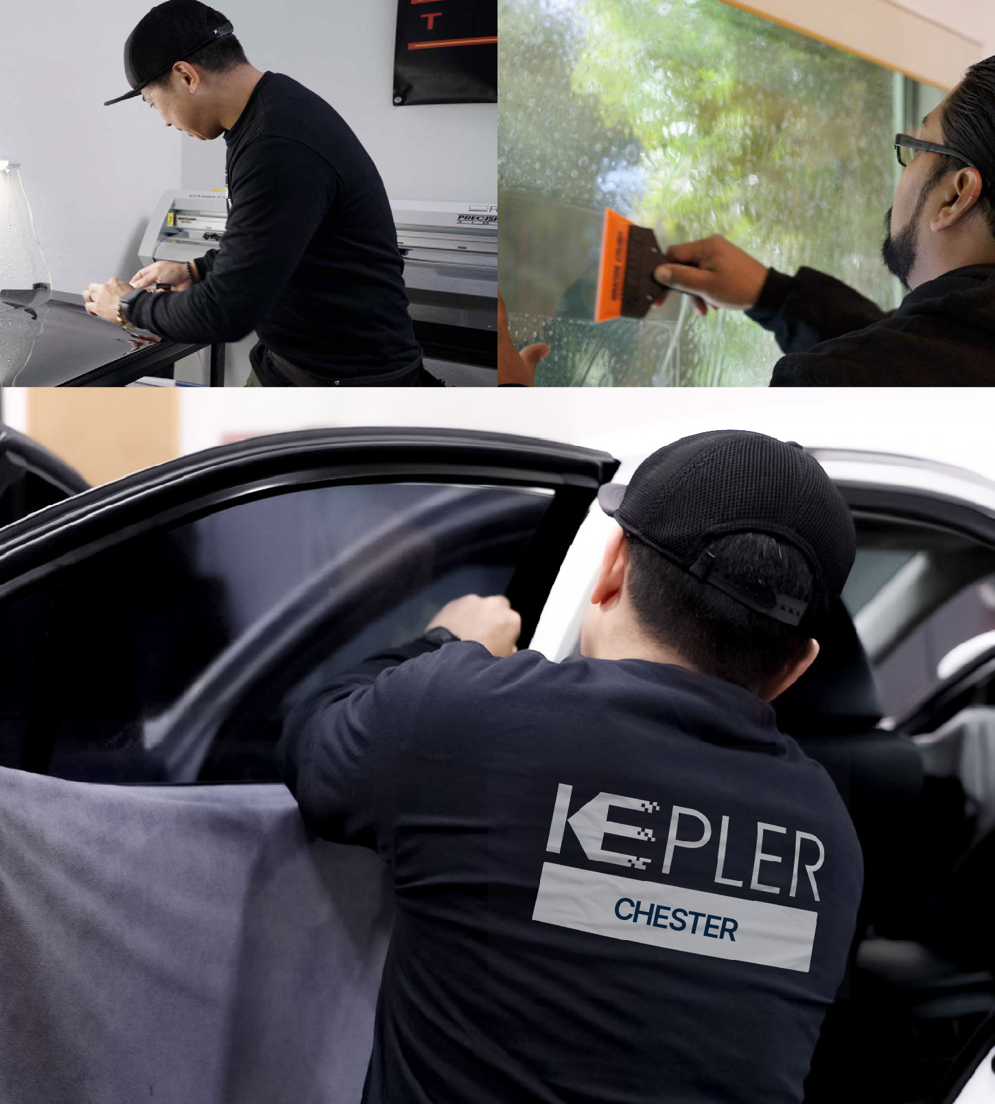 Automotive Window Tinting Expert Applying Film in Chester, Virginia