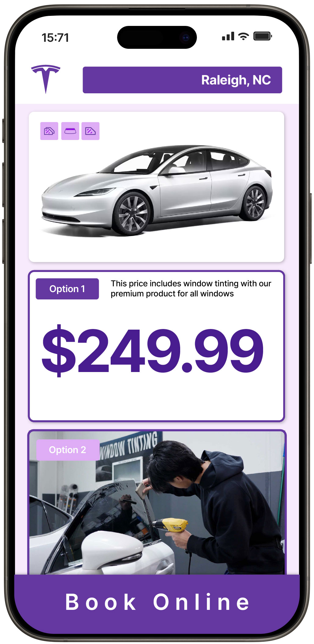 View Affordable Tesla Window Tinting Costs in Raleigh, North Carolina