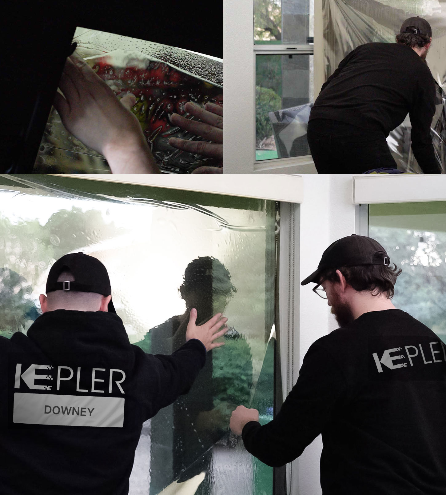 Kepler Technician Applying Advanced Window Tint to Home in Downey