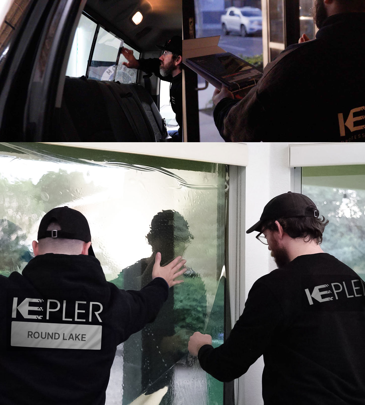 Kepler Technician Applying High-tech Window Tint to Home in Round Lake