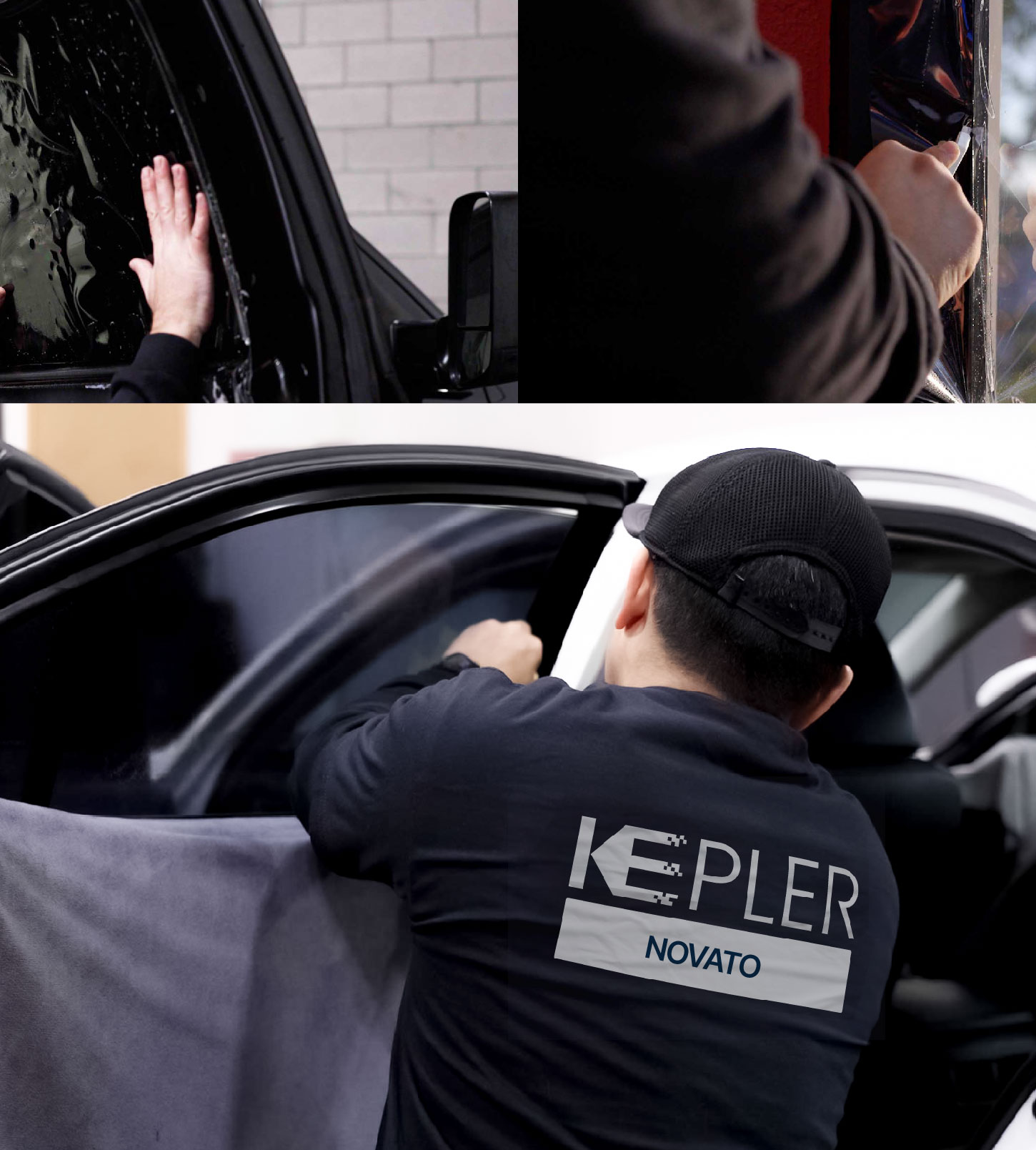 Automotive Window Tinting Expert Applying Film in Novato, California