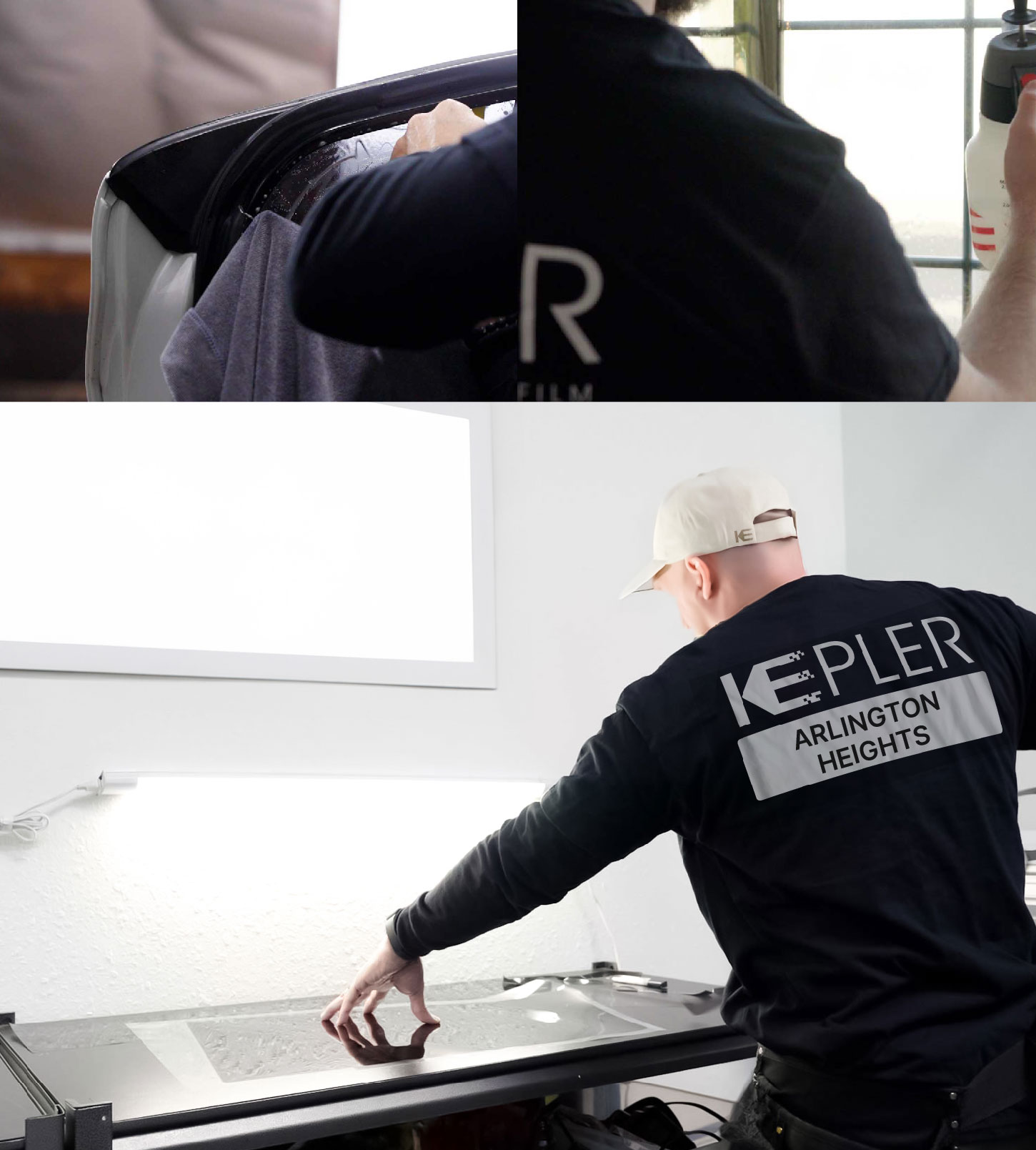 Window Tinting Specialist Cutting Film in Arlington Heights, Massachusetts