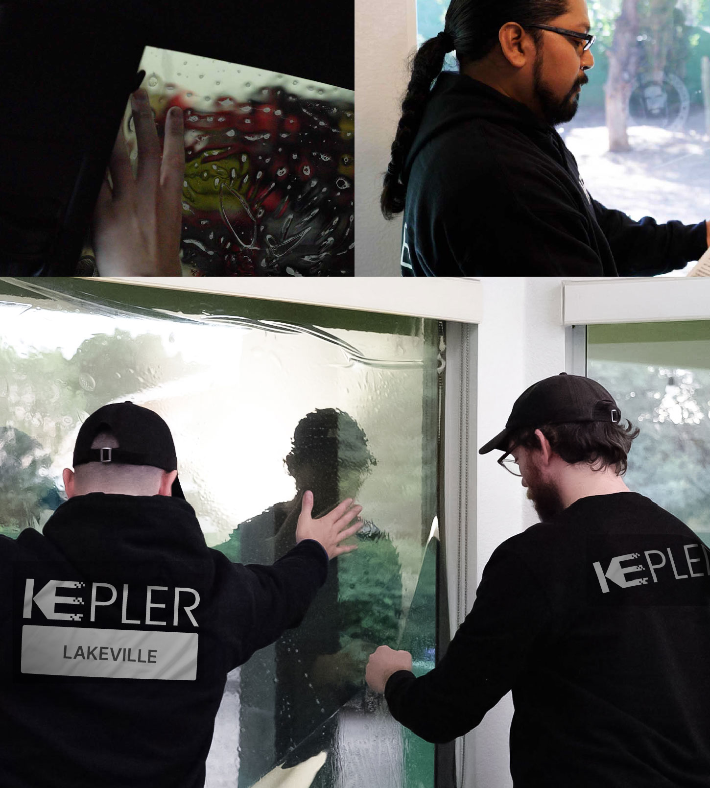 Kepler Technician Applying Advanced Window Tint to Home in Lakeville