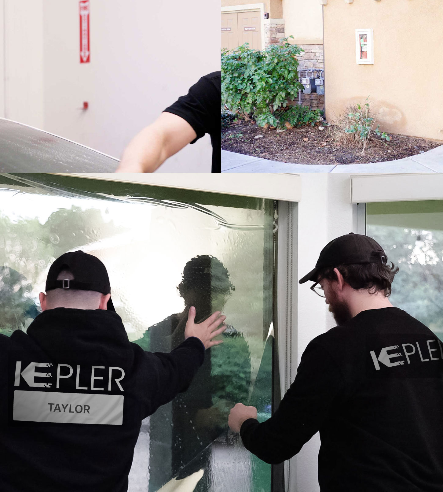 Expert Technician Installing Advanced Window Tint to Home in Taylor