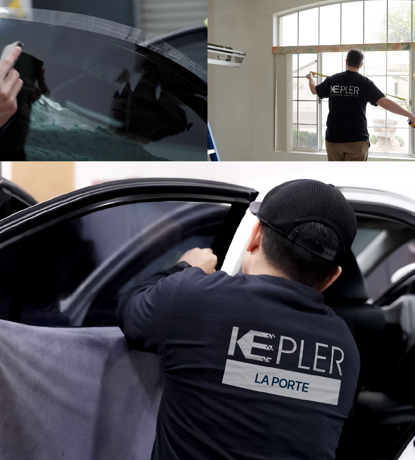 Automotive Window Tinting Expert Applying Film in La Porte, Indiana