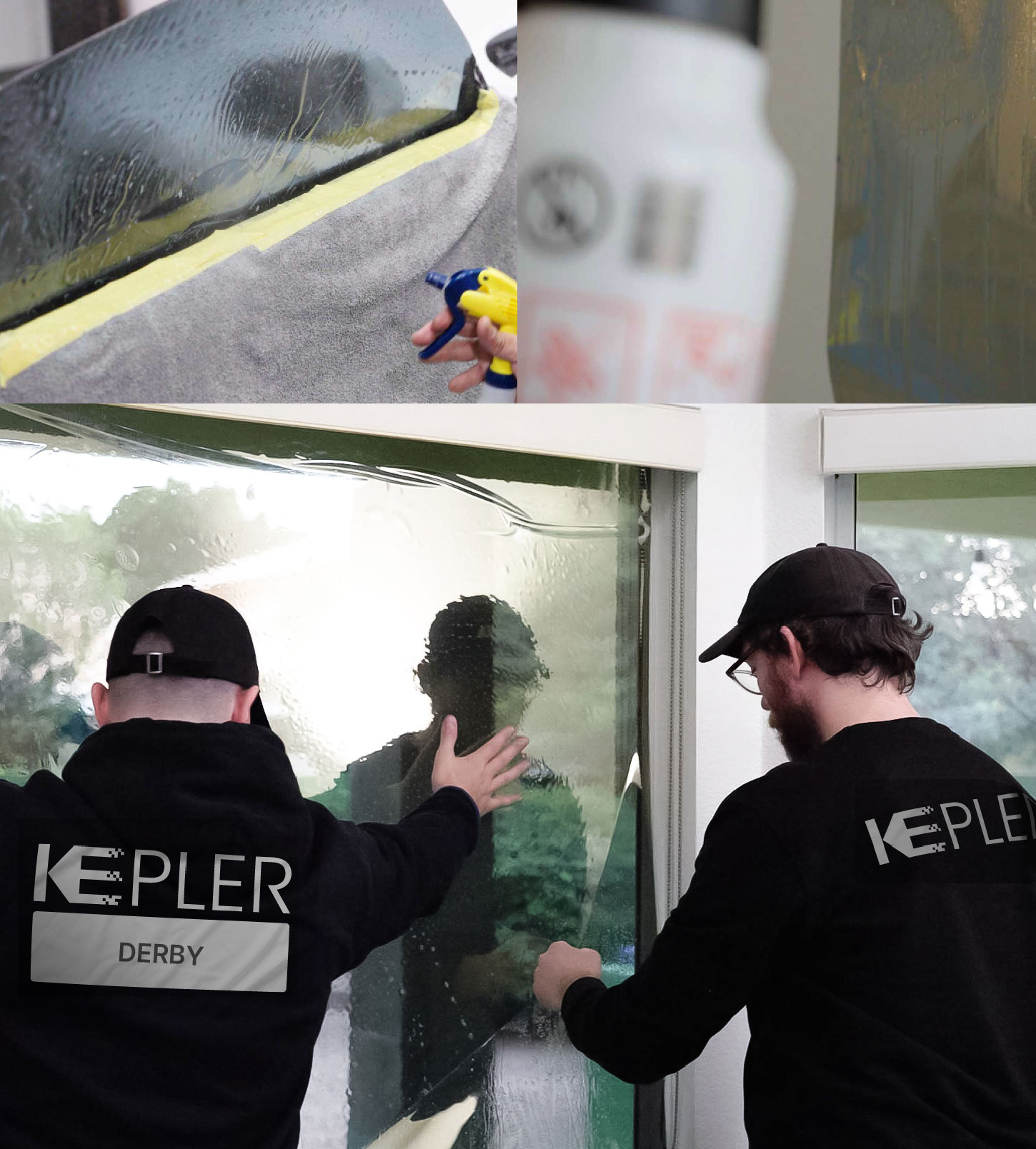 Expert Technician Fitting Ceramic Window Tint to Home in Derby