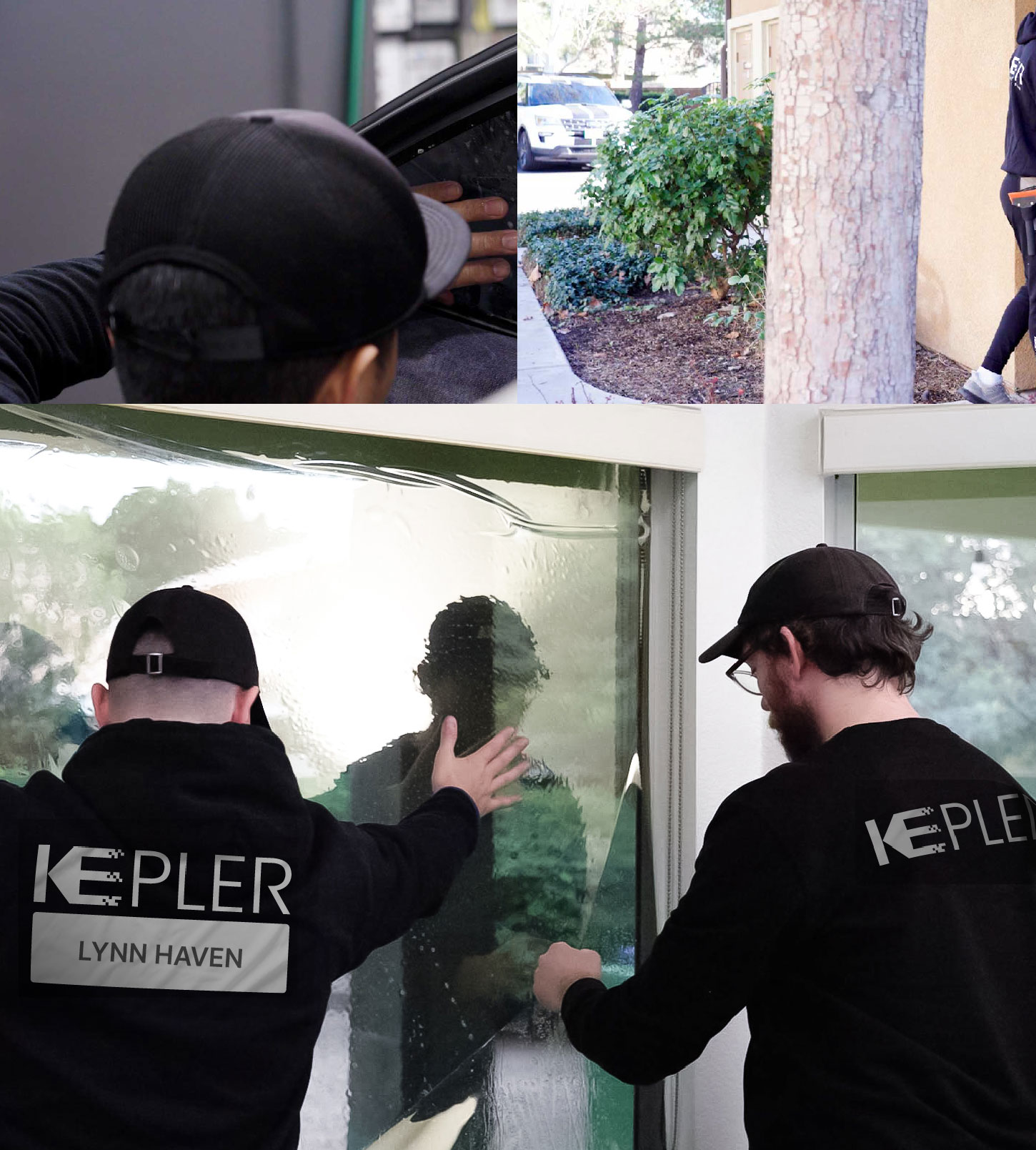 Kepler Technician Applying Advanced Window Tint to Home in Lynn Haven