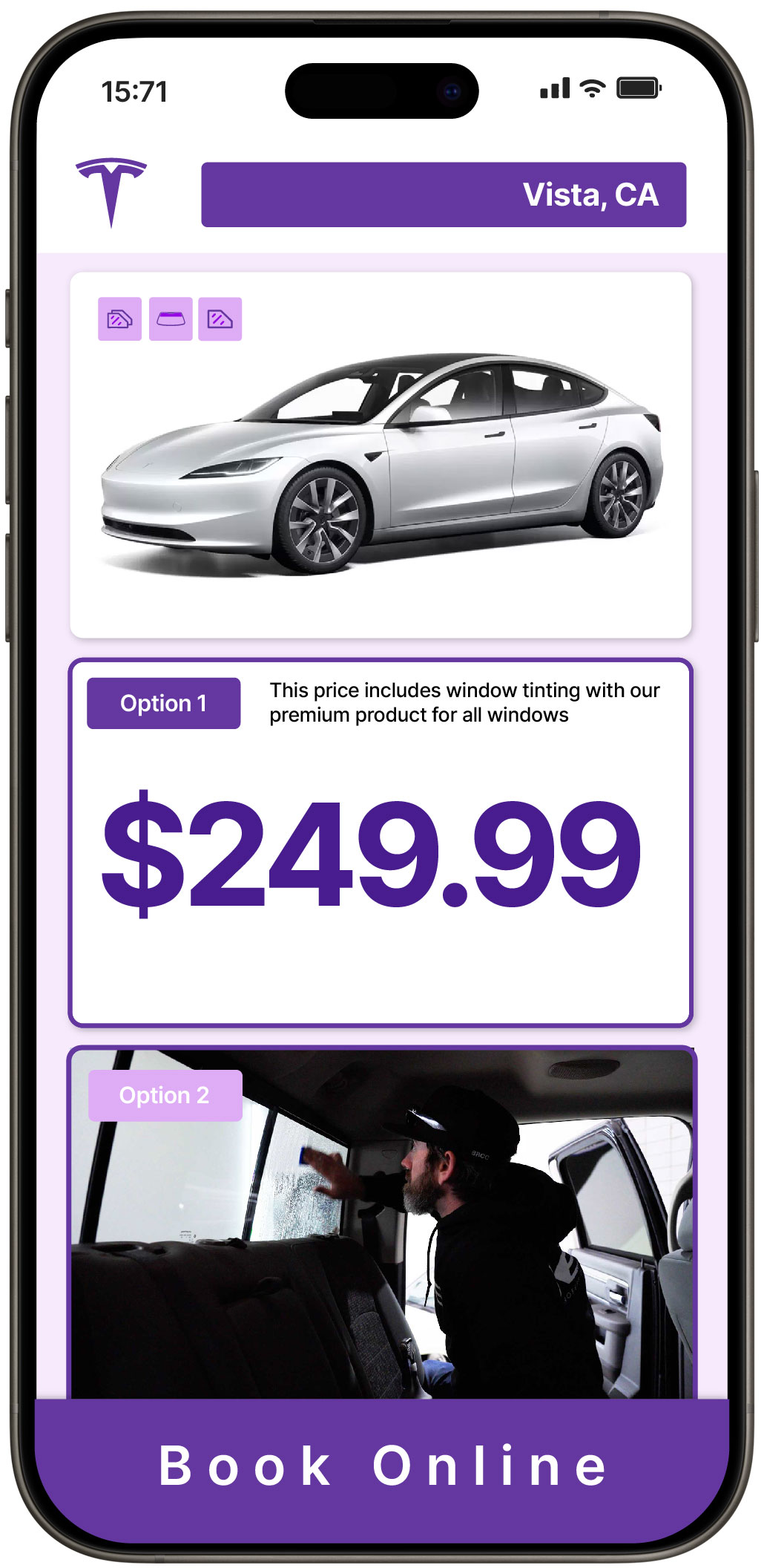 View Reasonable Tesla Window Tinting Costs in Vista, California
