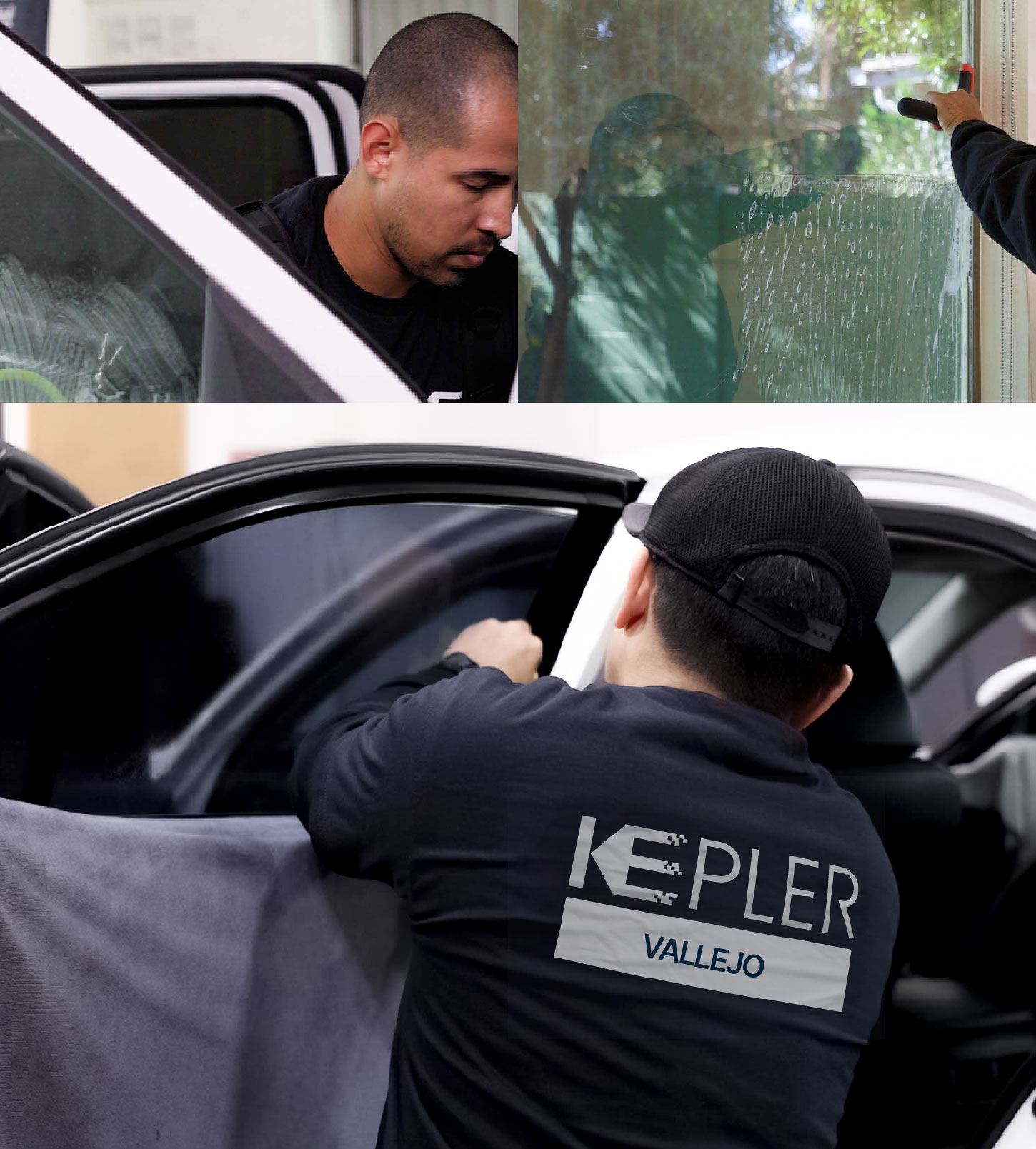 Automotive Window Tinting Expert Applying Film in Vallejo, California