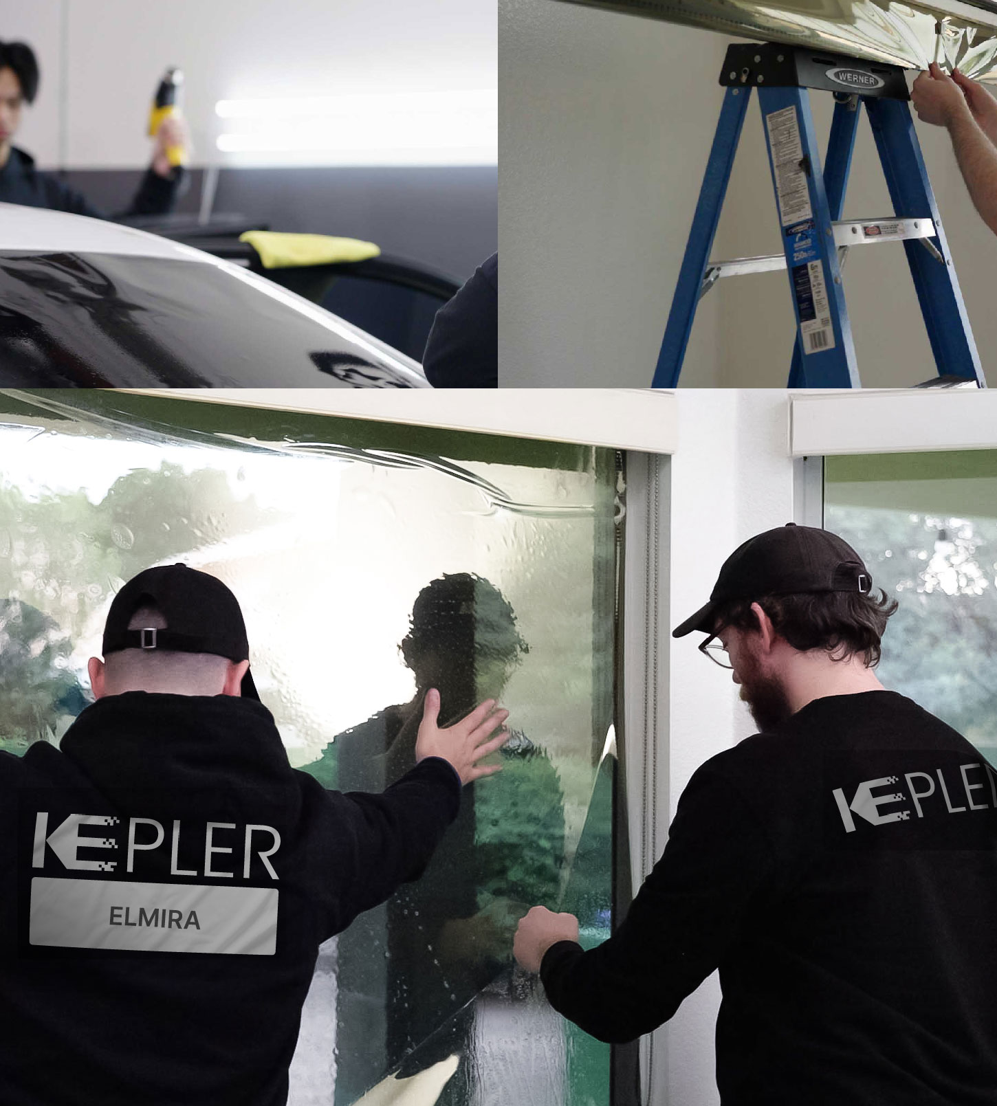 Expert Technician Fitting Advanced Window Tint to Home in Elmira