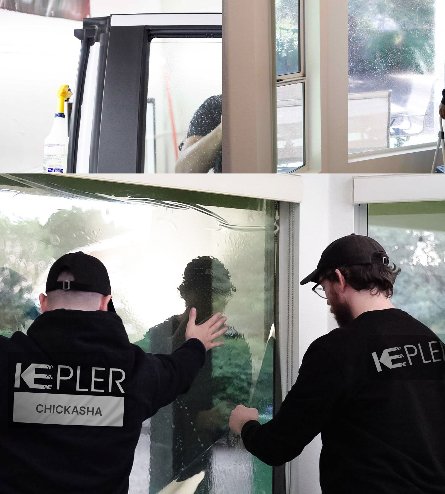 Expert Technician Applying High-tech Window Tint to Home in Chickasha