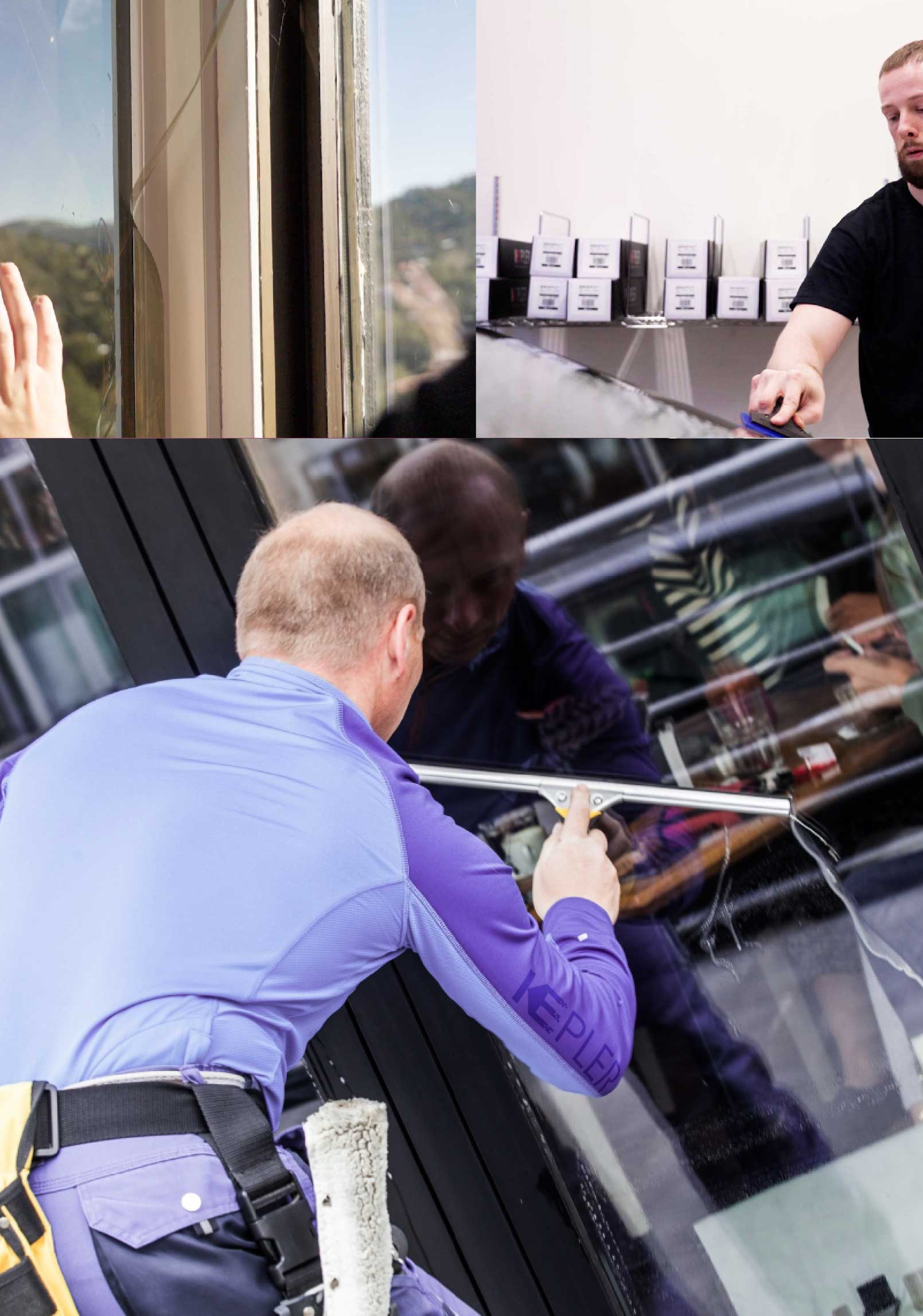 Kepler Skilled Applying Anti-Graffiti Window Film to a Glenview Shop Front