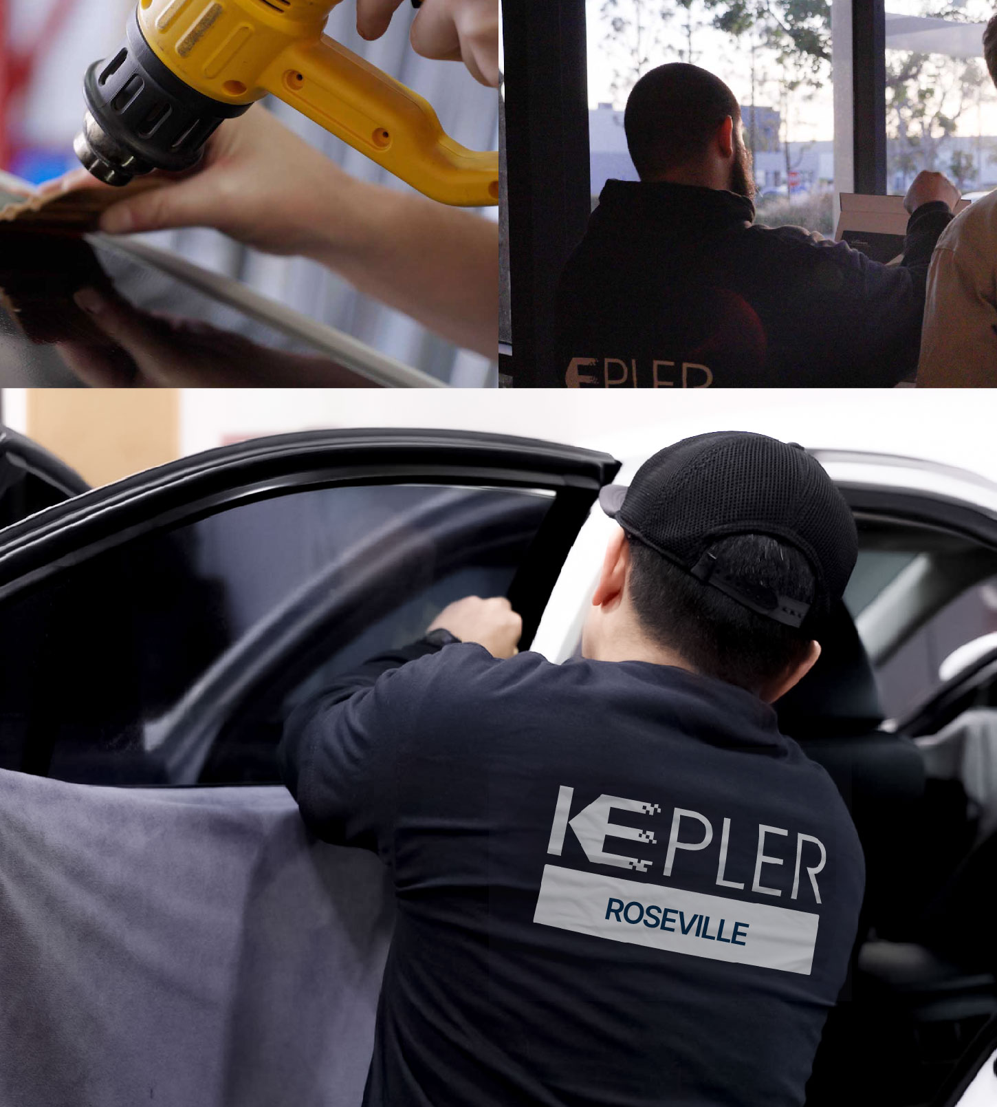 Automotive Window Tinting Expert Applying Film in Roseville, Michigan