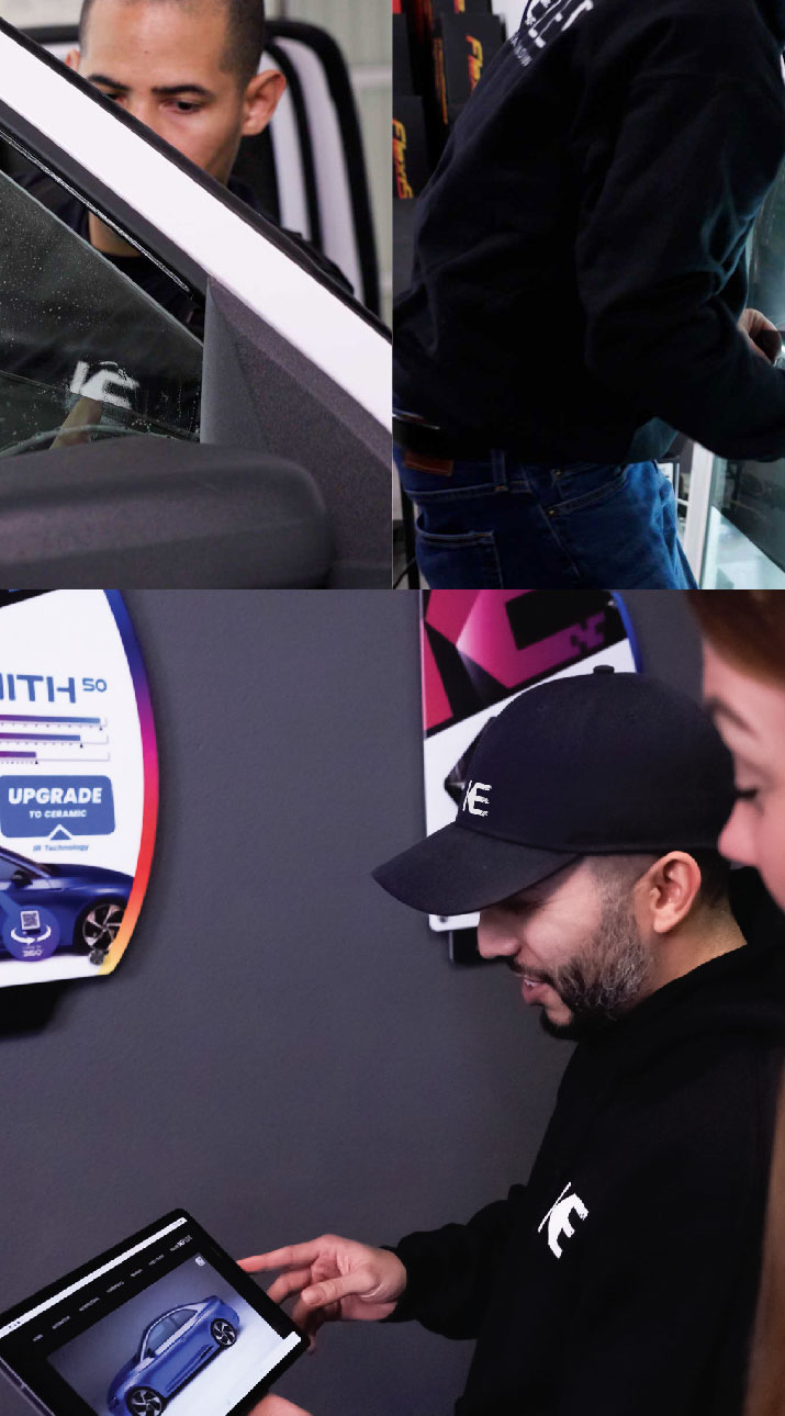 Kepler Dealer Showing Car Window Film Options to Customer in Calexico, California