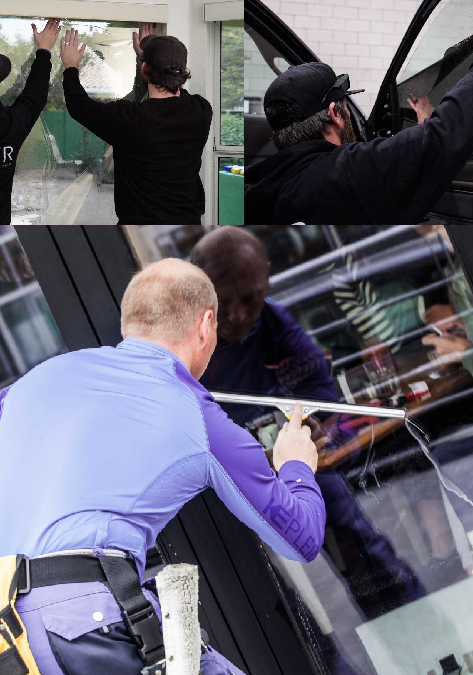 Kepler Skilled Applying Anti-Graffiti Window Film to a Huntington Beach Shop Front