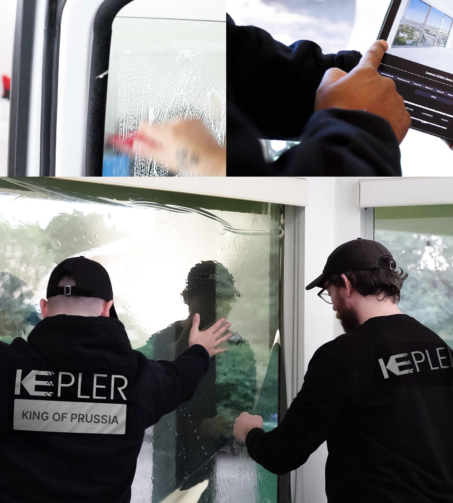 Expert Technician Applying Advanced Window Tint to Home in King of Prussia