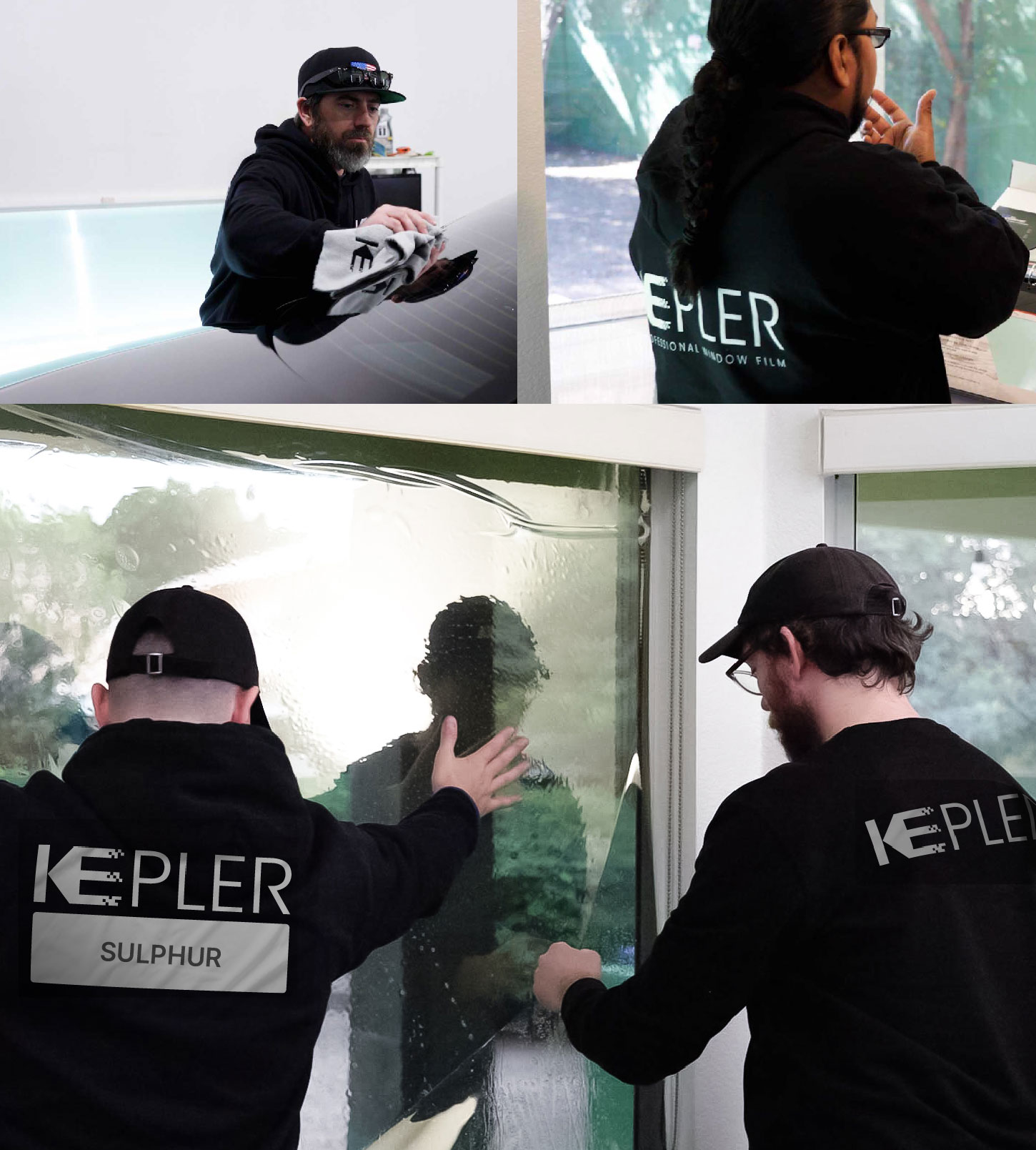 Kepler Technician Applying High-tech Window Tint to Home in Sulphur