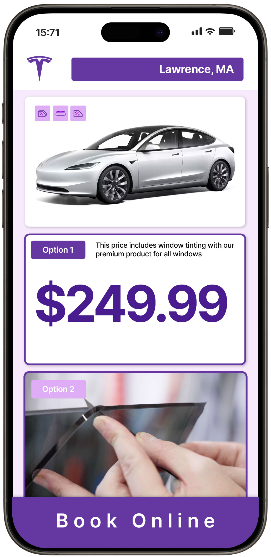 View Affordable Tesla Window Tinting Prices in Lawrence, Massachusetts